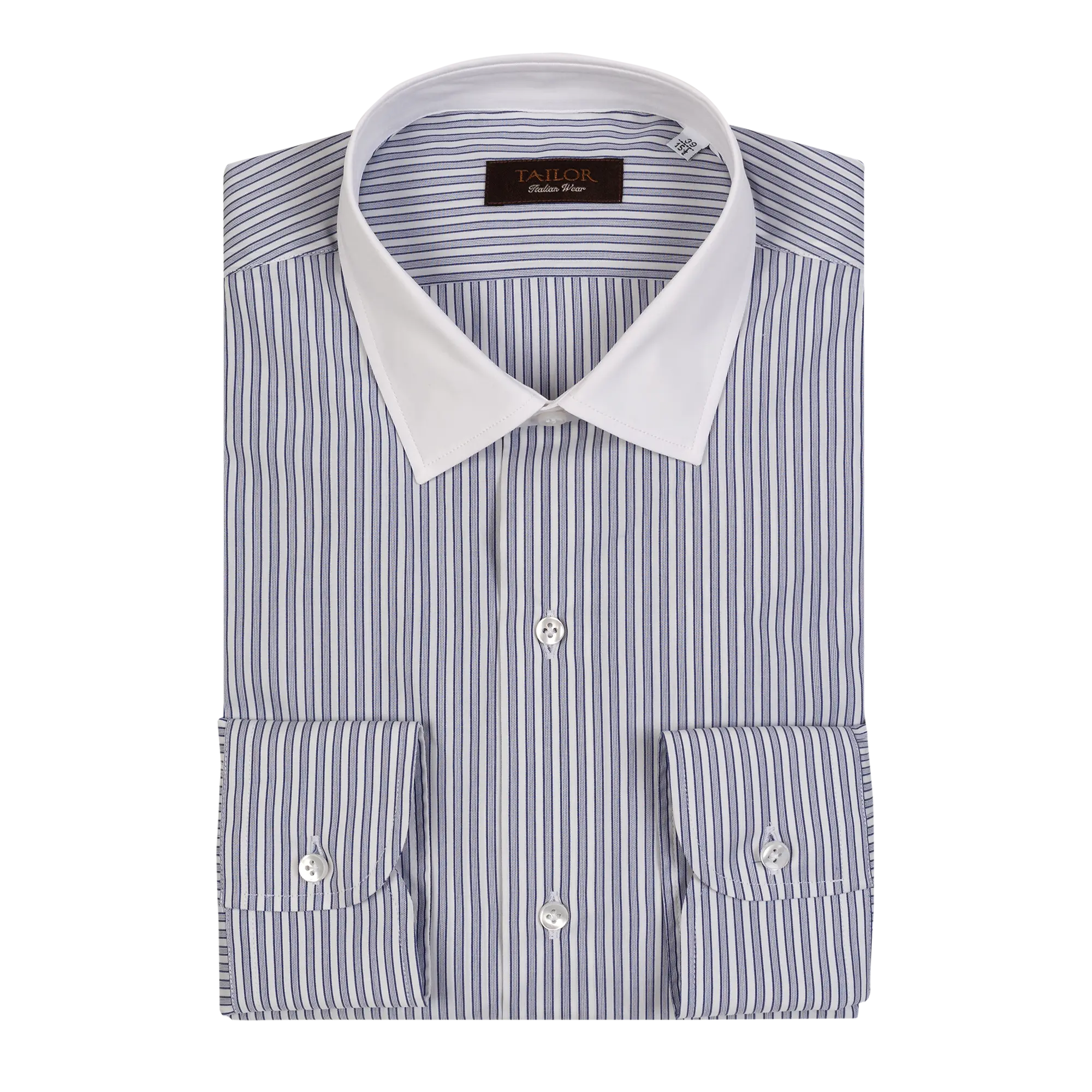Blue striped white collar shirt