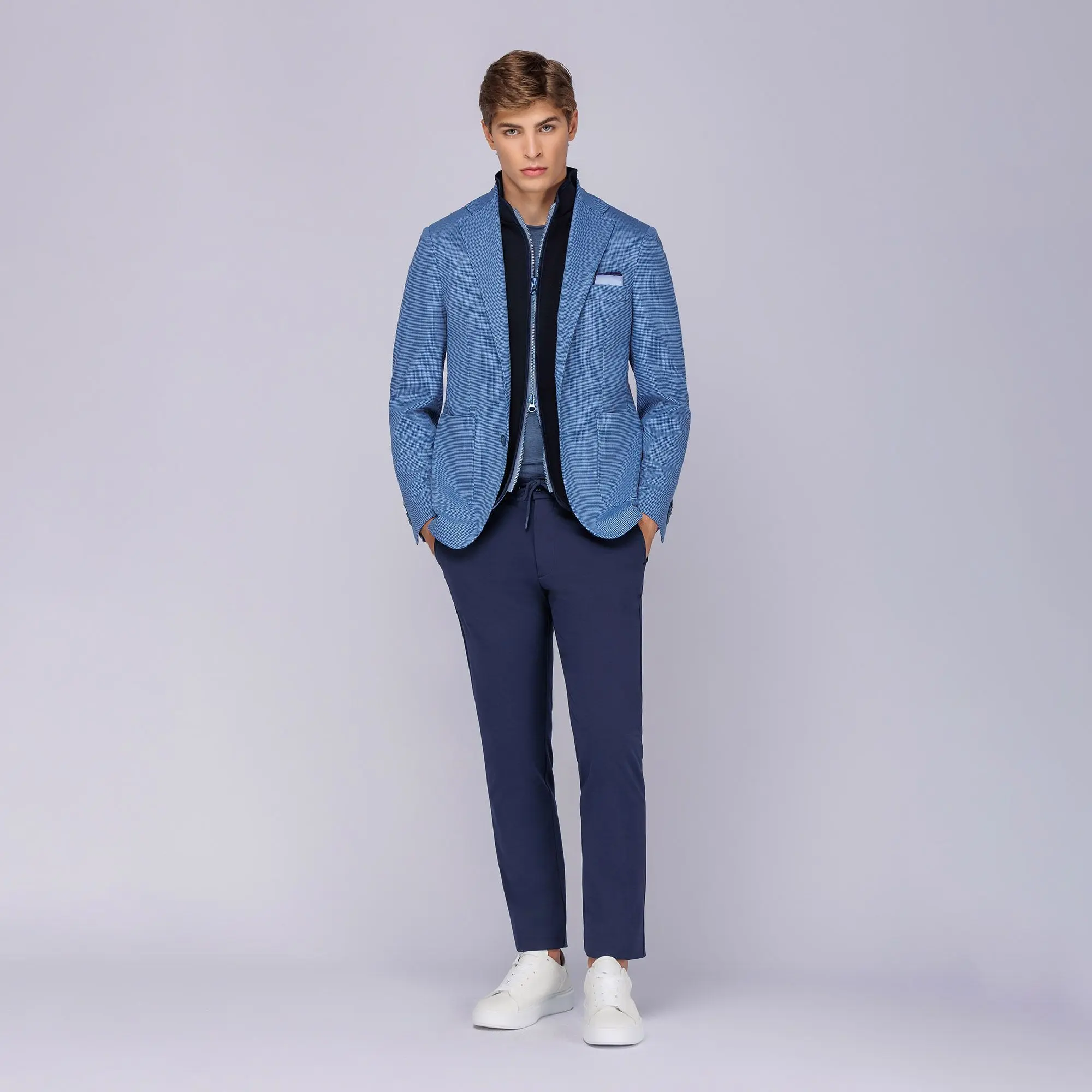 Blue jersey blazer online