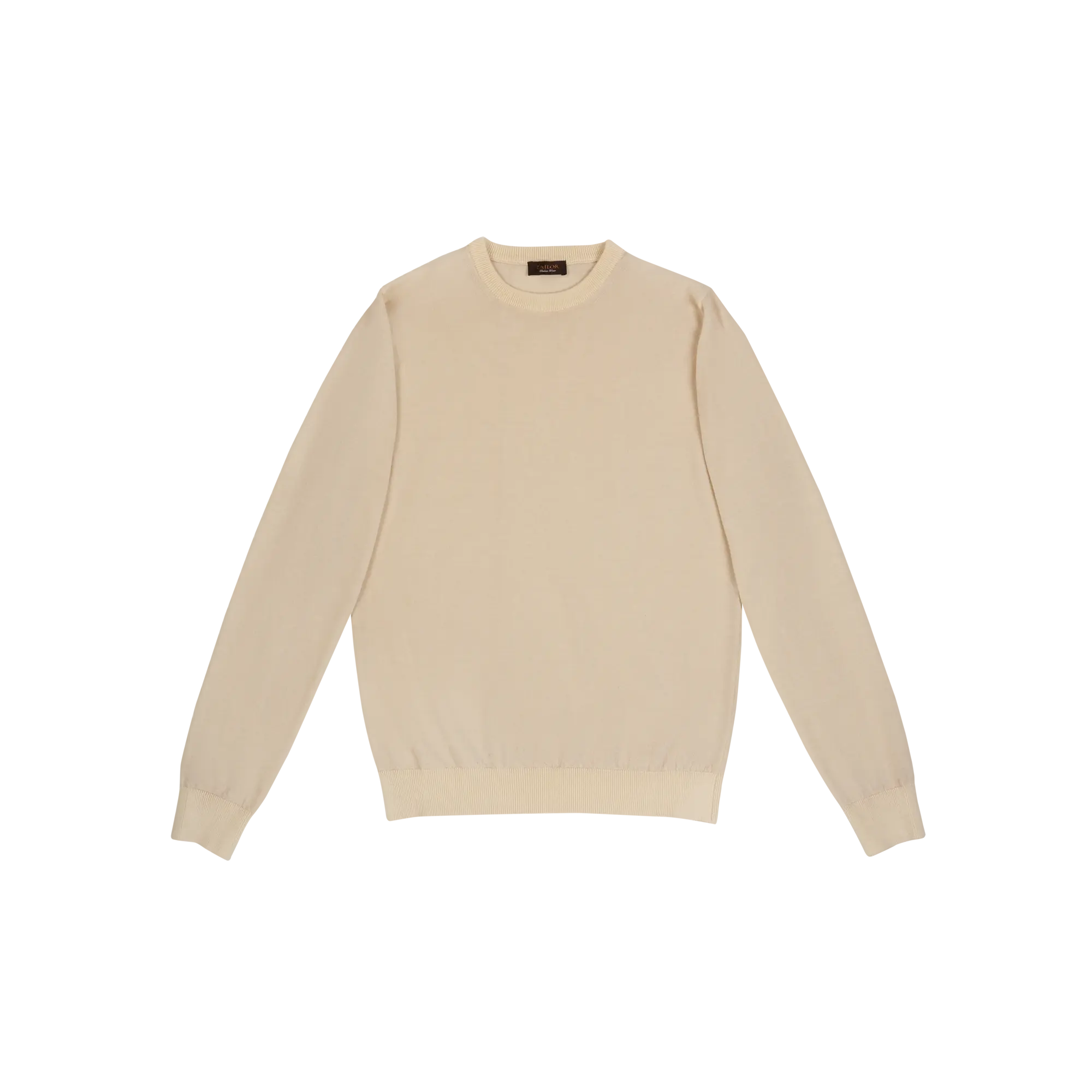 Men s Beige Crewneck Sweater from merino wool
