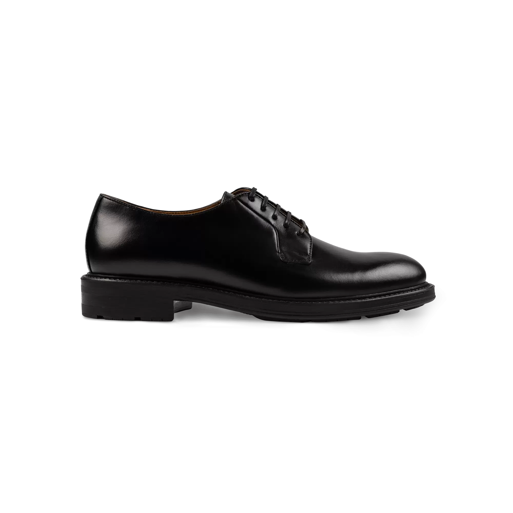 Men's Black Derby Shoes - Genuine Calf Leather