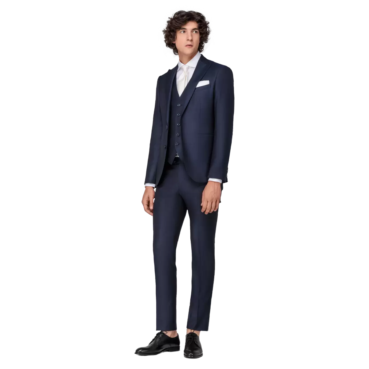 Navy Blue Italian Slim Fit Groom Suit by BespokeDailyShop.com