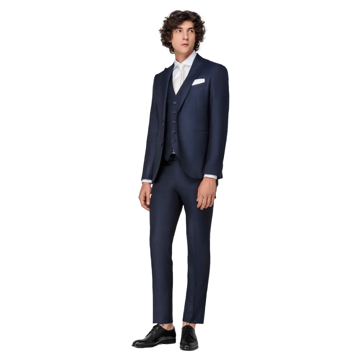 Navy Blue Italian Slim Fit Groom Suit by BespokeDailyShop.com