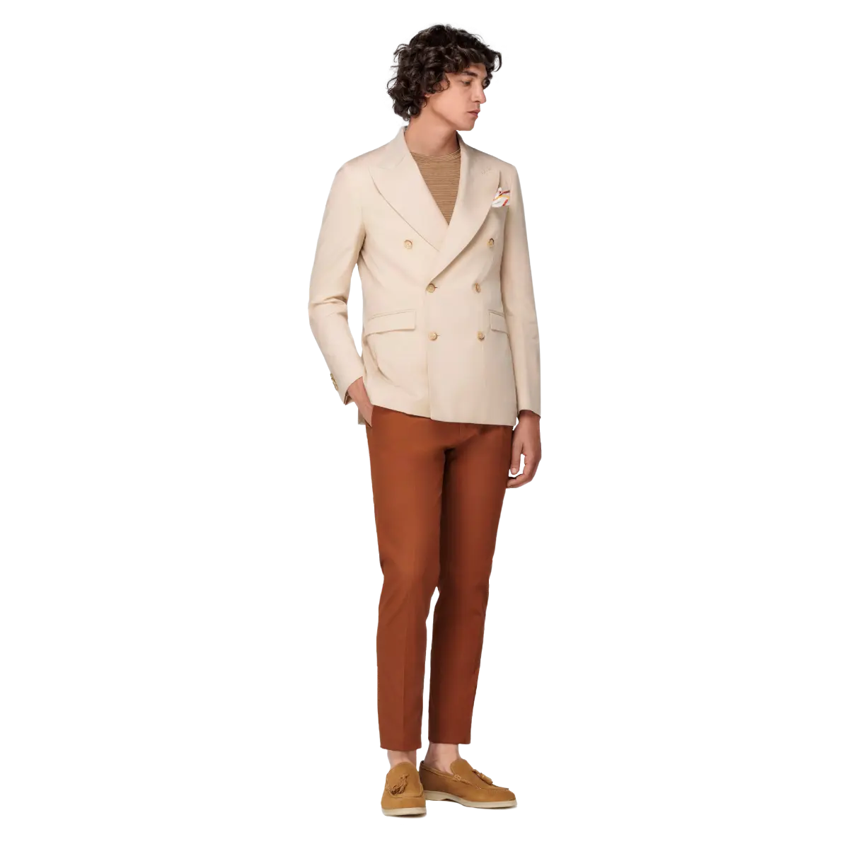Men s Beige Double Breasted Blazer Italian Tailored Blazers