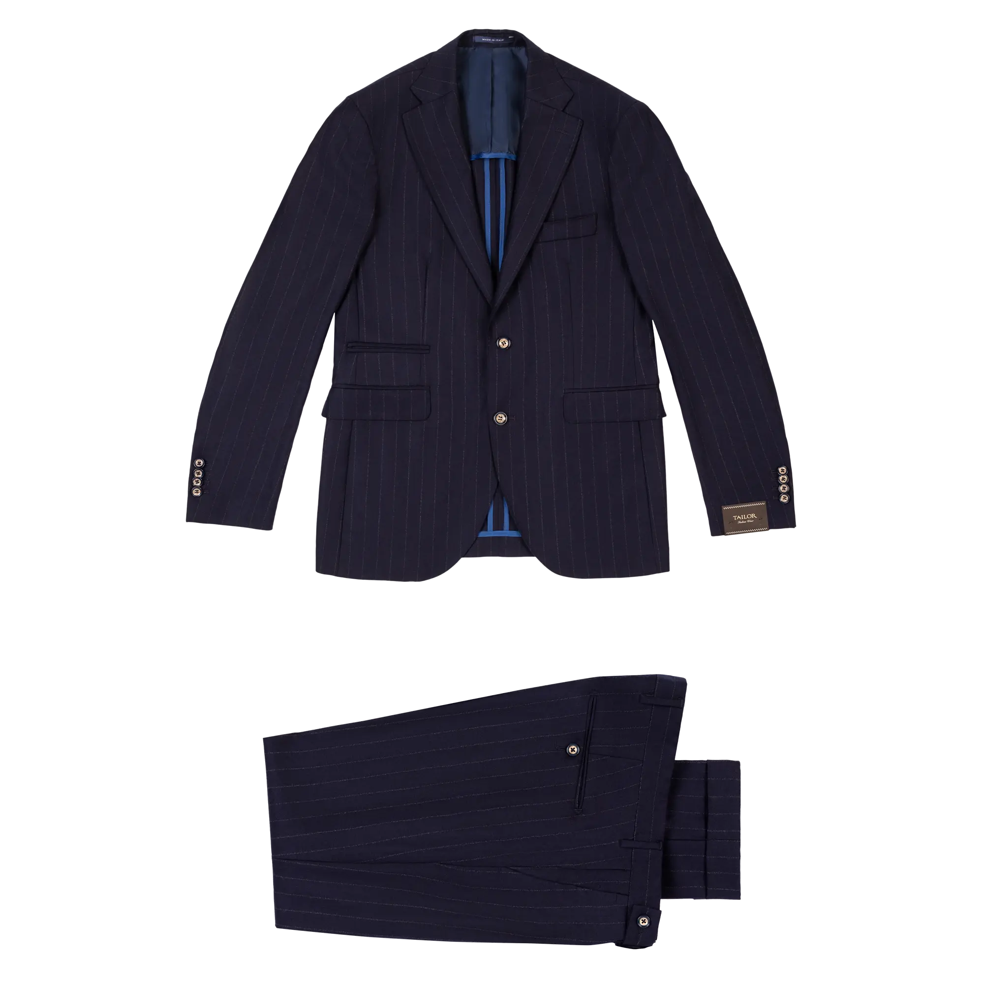 Men's Blue Pinstripe Suit Made From Wool