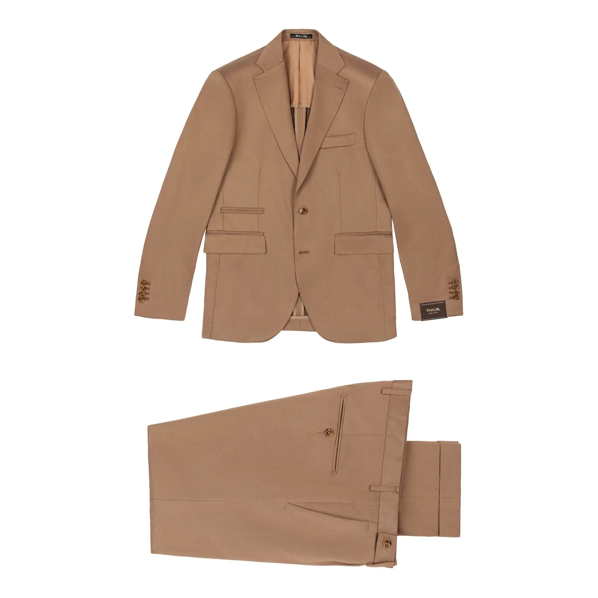 Men's Beige Suit Herringbone