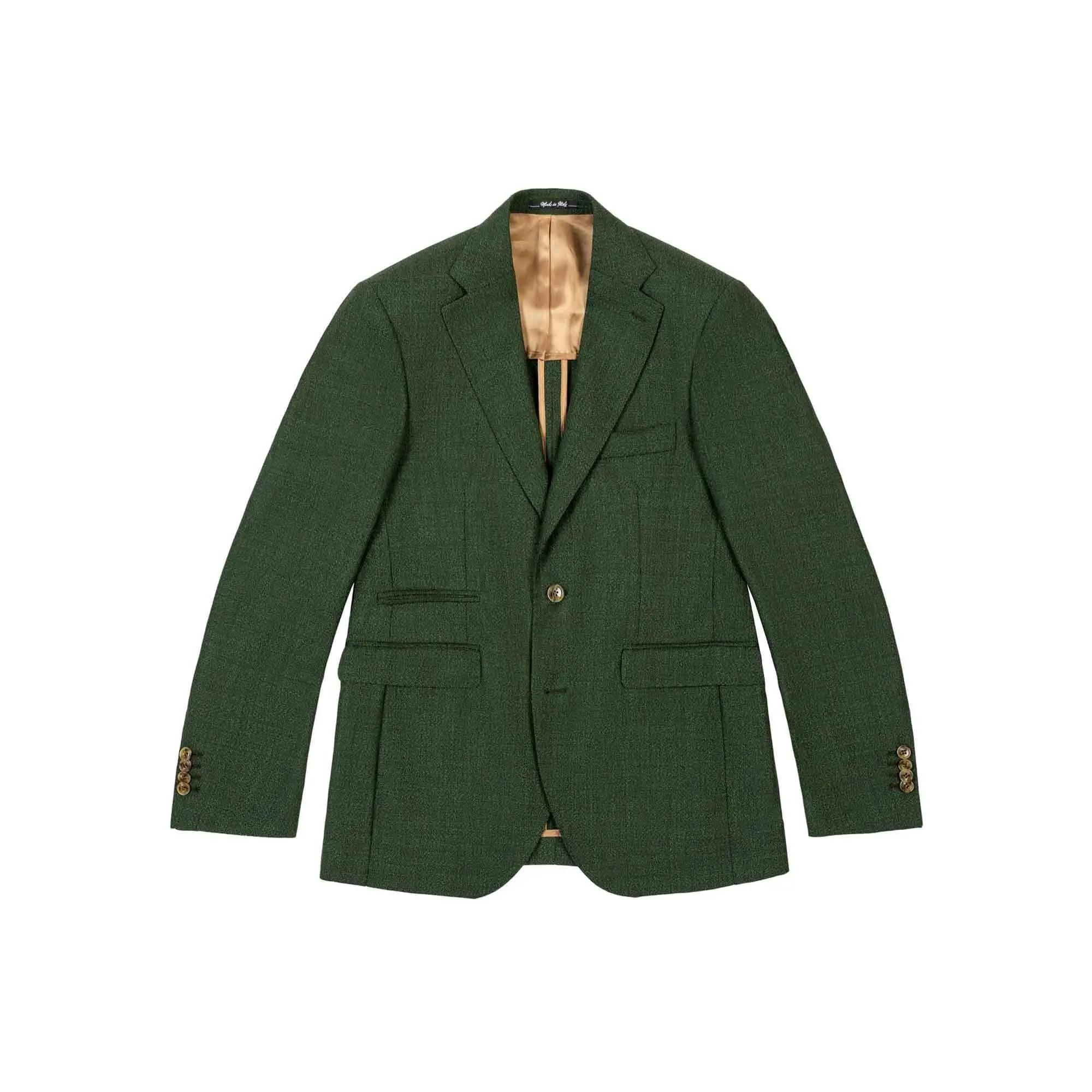 Men s Green Deconstructed Wool Blazer Half lined