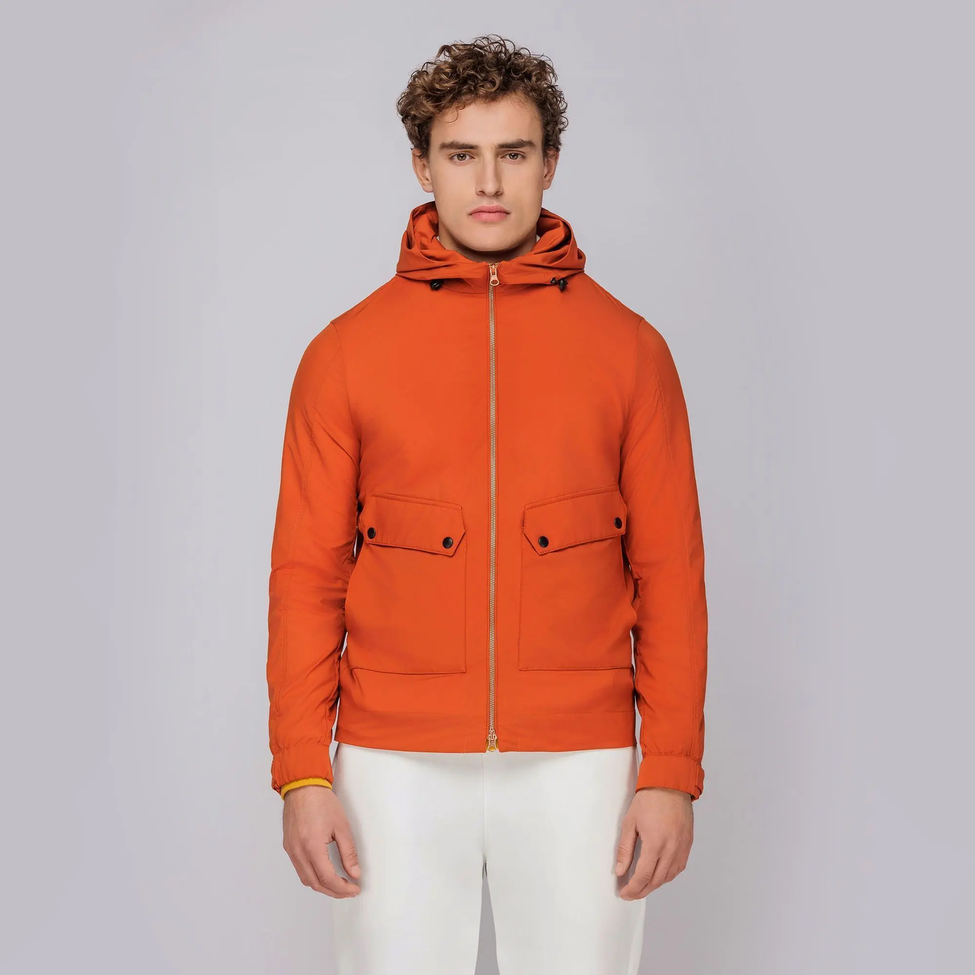 Mens orange sales windbreaker jacket