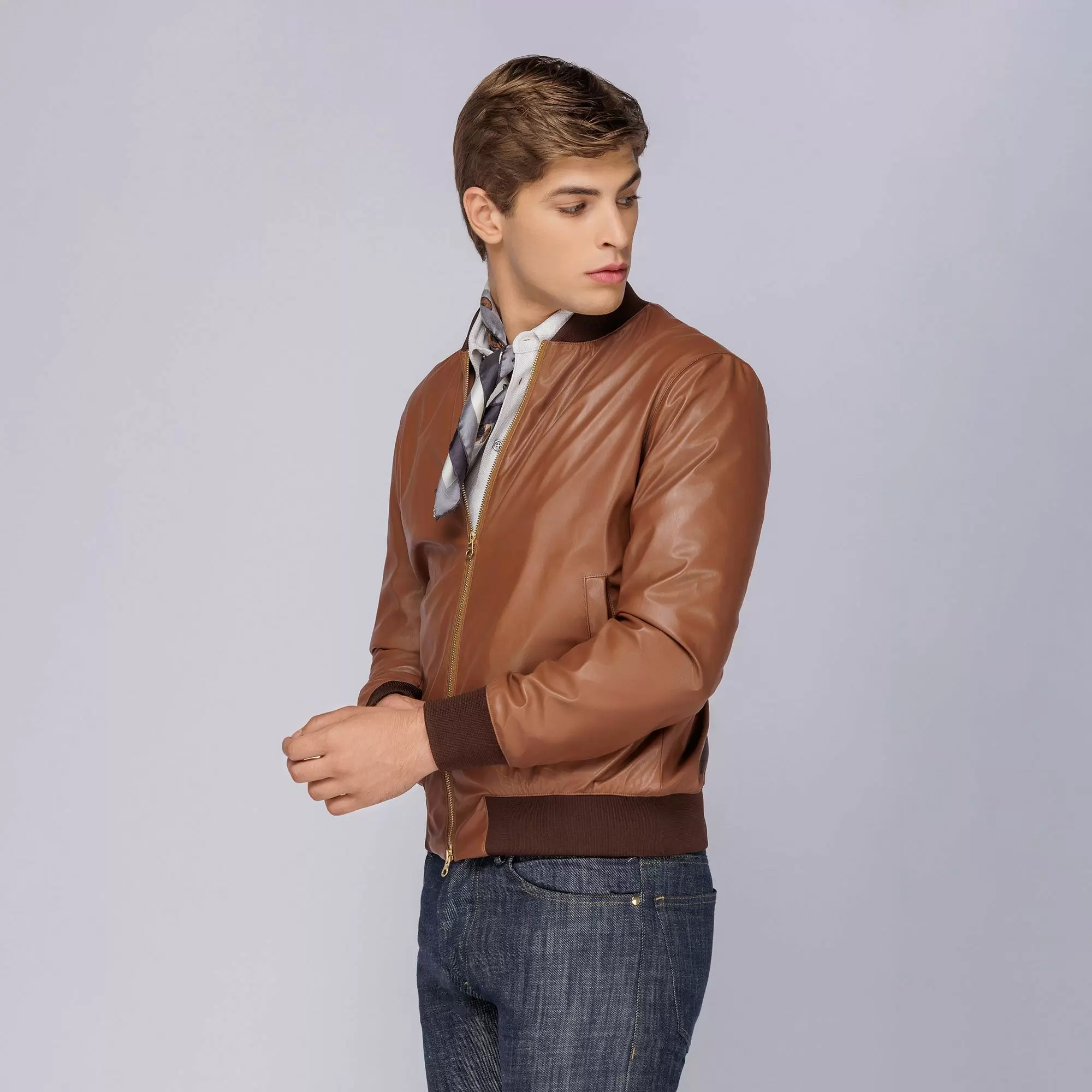 Cognac bomber jacket discount