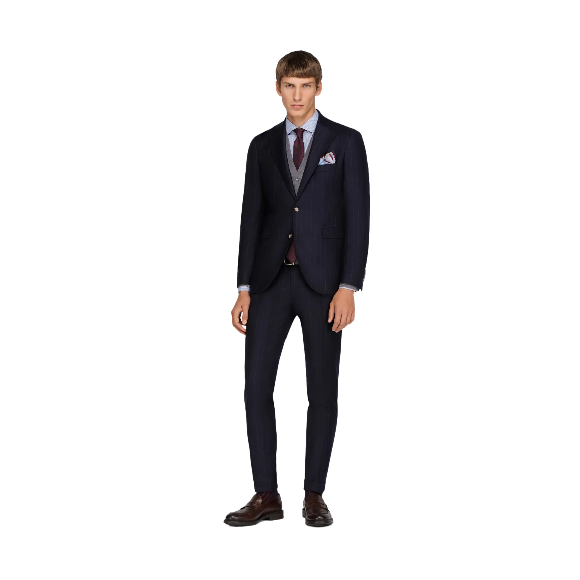 Men's Blue Pinstripe Suit Made From Wool