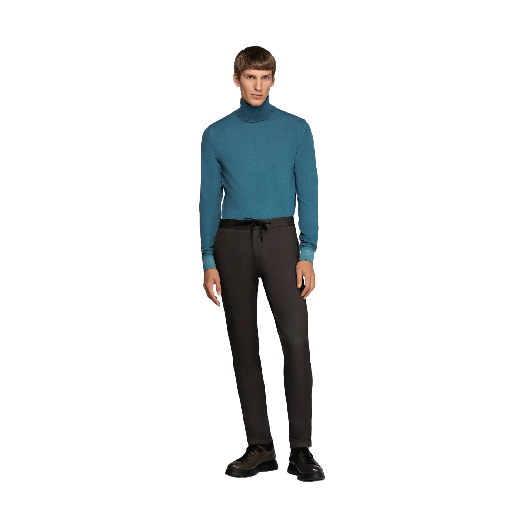 Men s Turquoise Turtleneck Sweater from merino wool