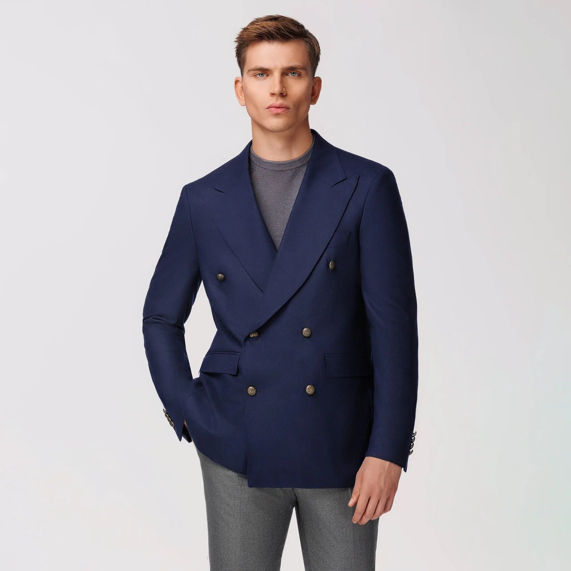 Mens blue clearance double breasted blazer