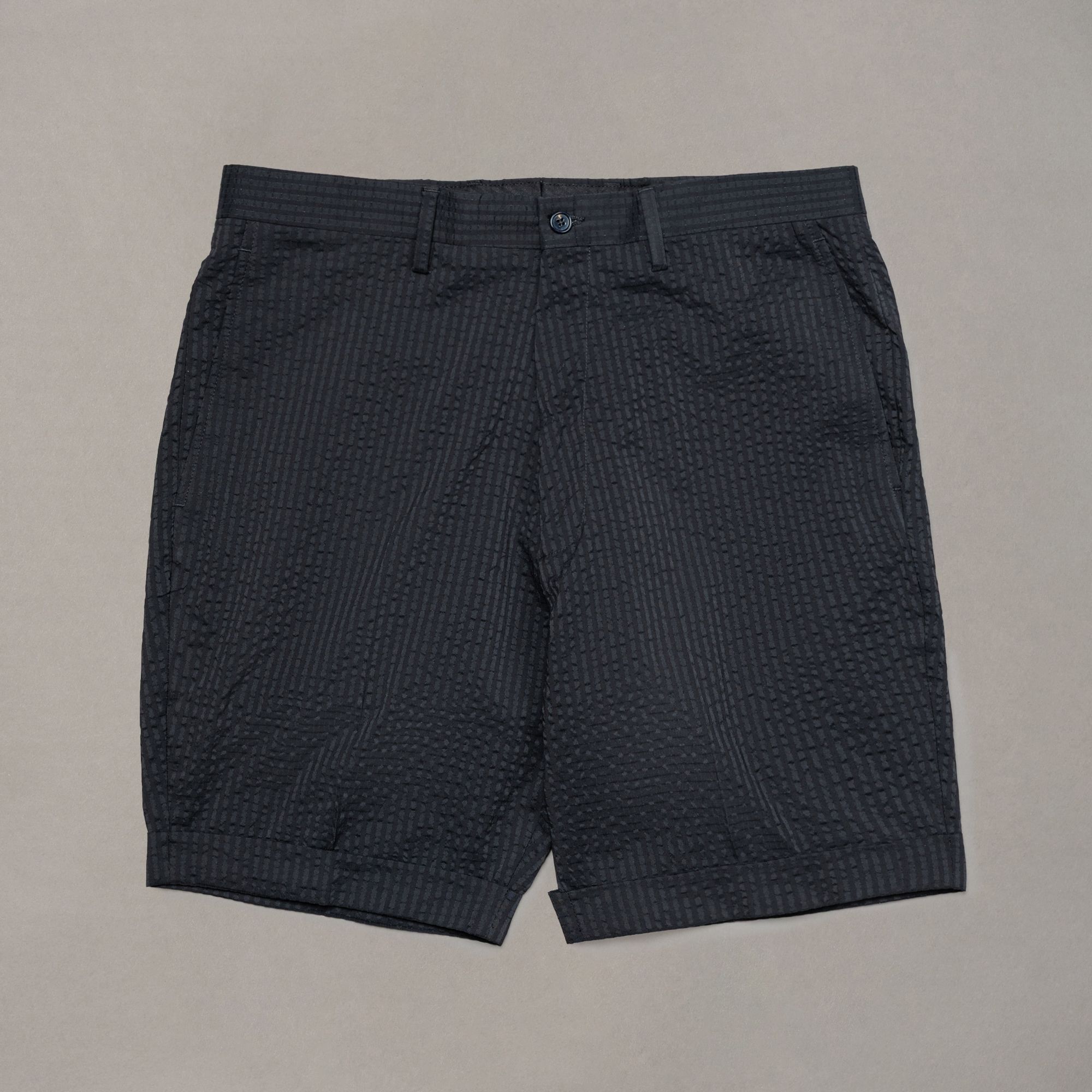 Black patterned shorts from Elio Evan — relaxed silhouette in Japanese fabric