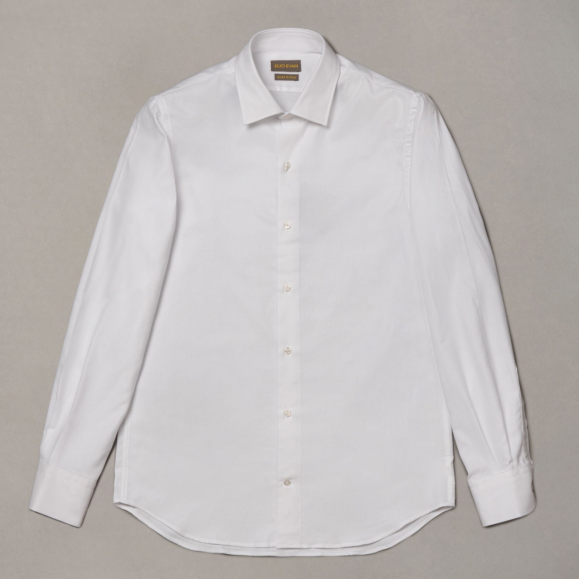 White Livigno cotton shirt by Elio Evan with a short semi-pointed collar
