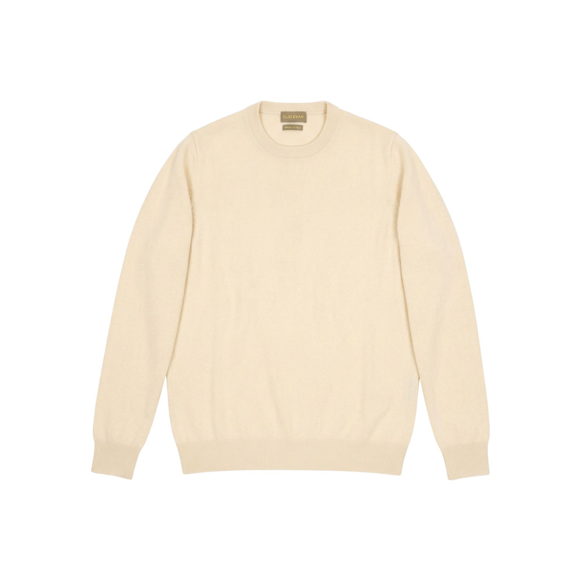 Cream Merino Wool Crewneck Sweater