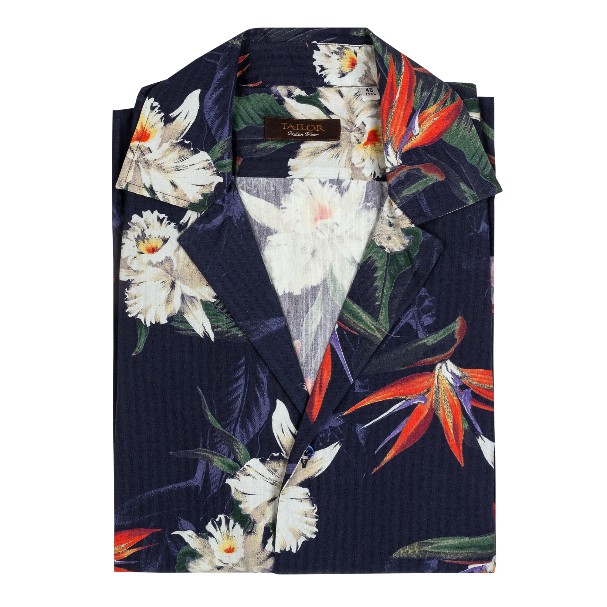 Men's cuban collar shirt floral printed blue