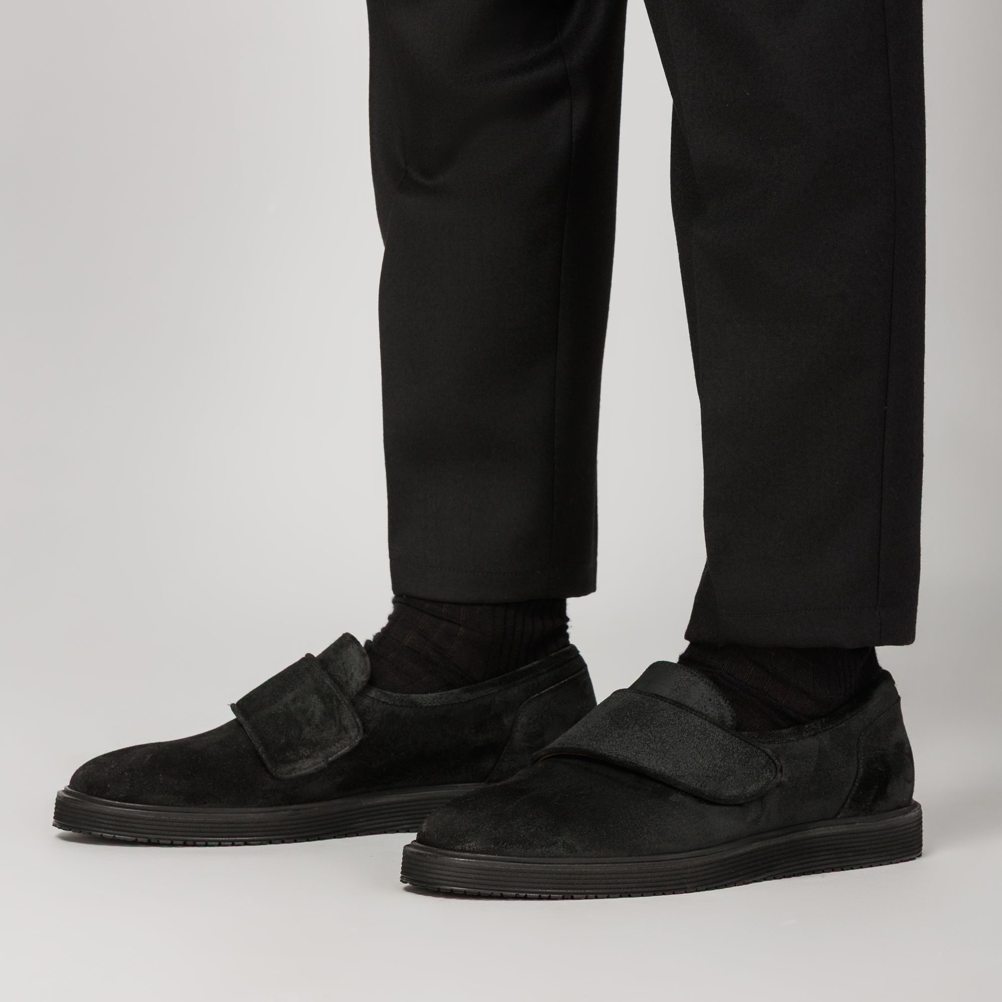 Men’s black nubuck single monk-strap shoes with Vibram sole – Elio Evan Monza