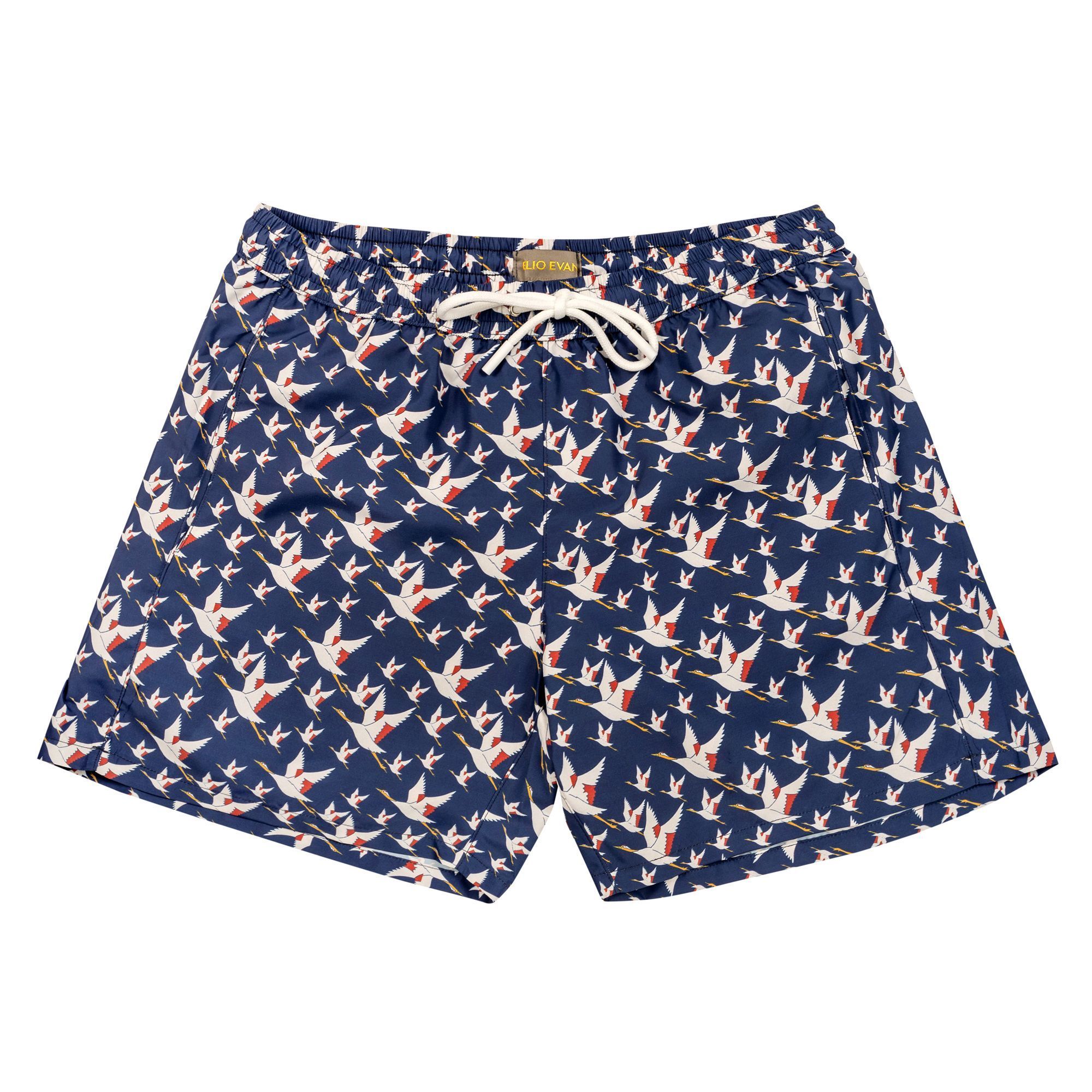 Men’s Navy Swim Boxer Birds Print