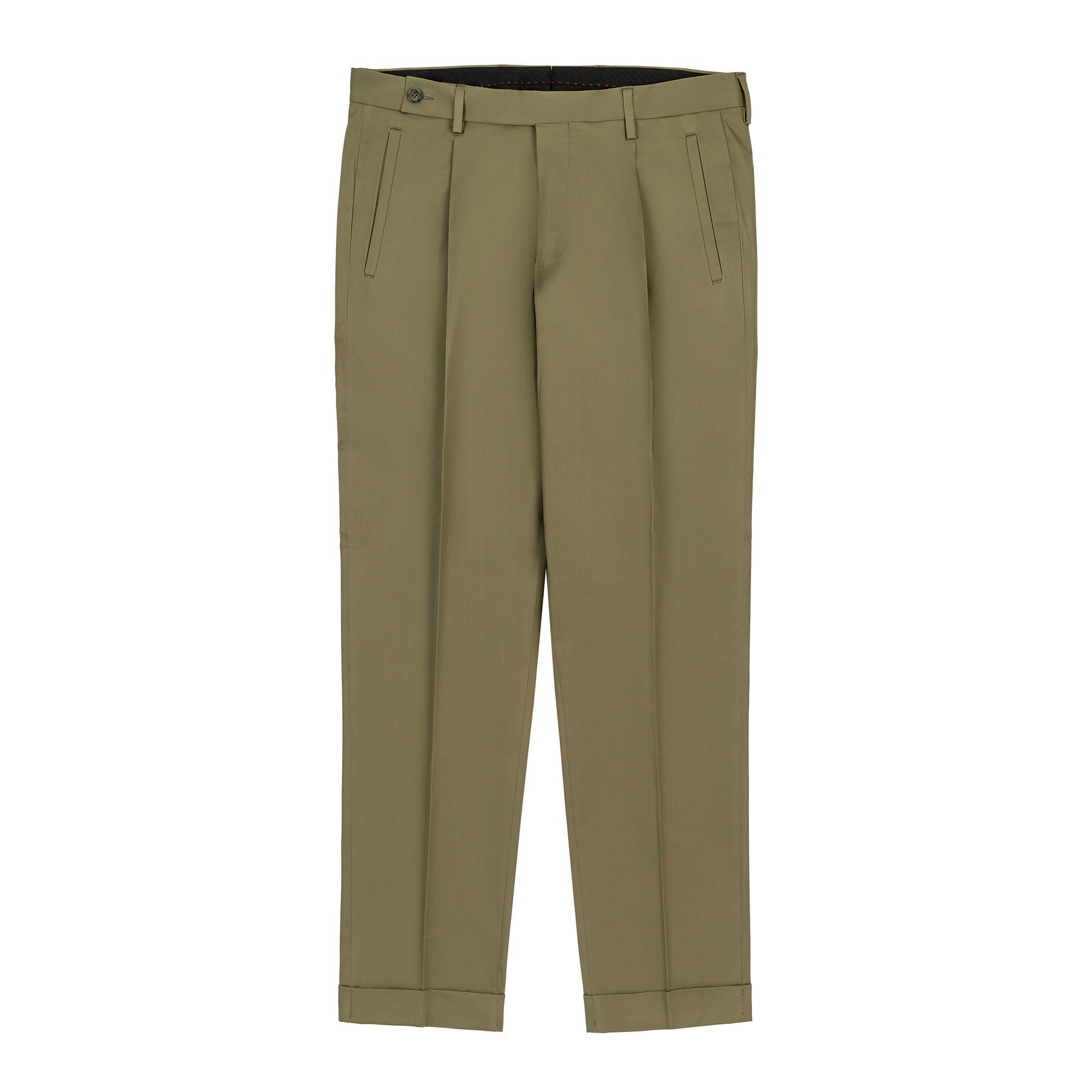 Elio Evan Green Cotton-Blend Trousers