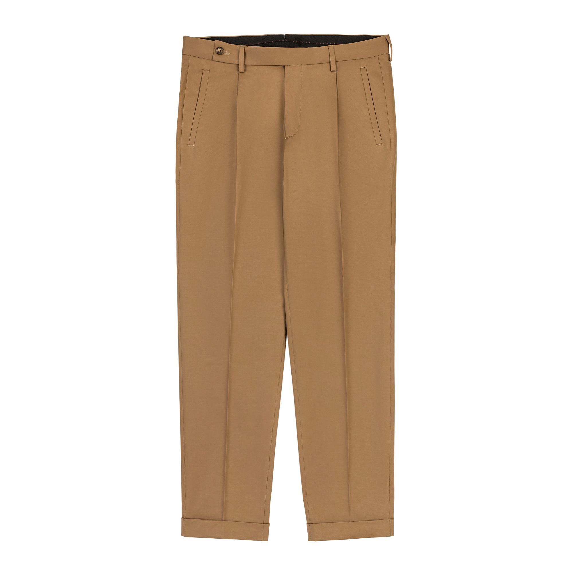 Elio Evan Beige Cotton-Blend Trousers