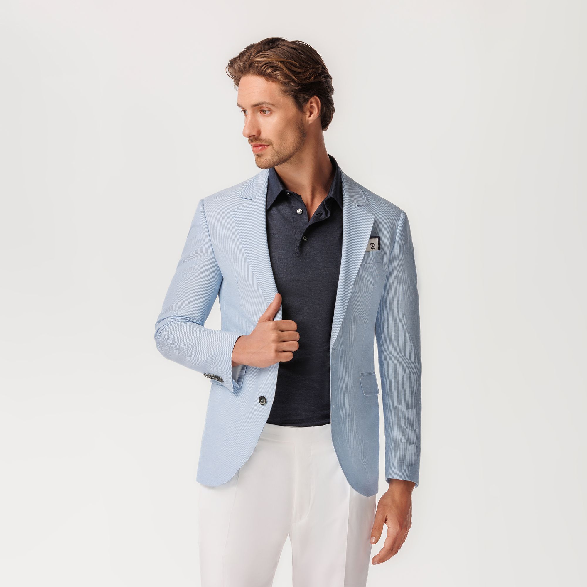Seersucker Jacket Light Blue