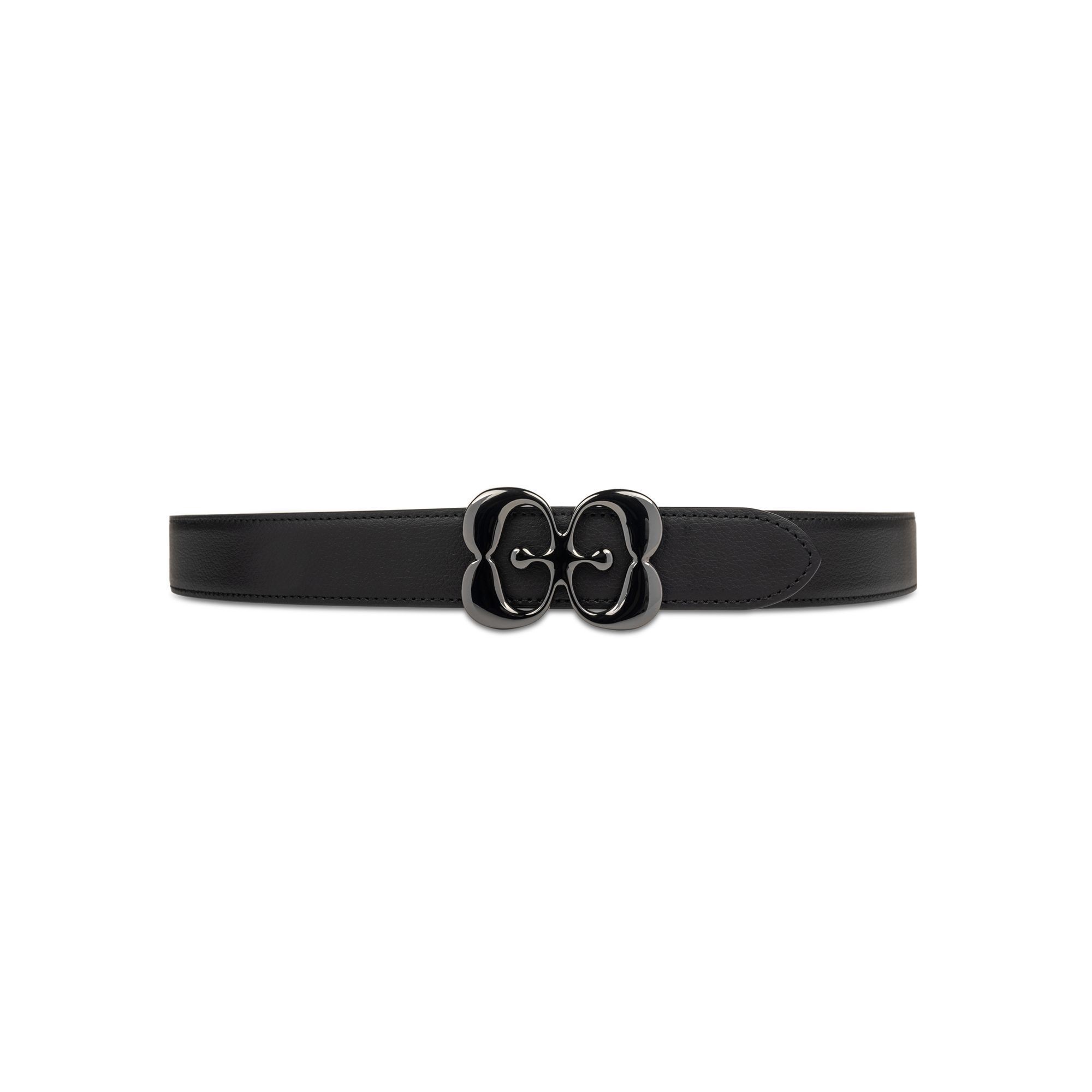 Elio Evan black leather belt featuring the exclusive Elio Evan monogram buckle.