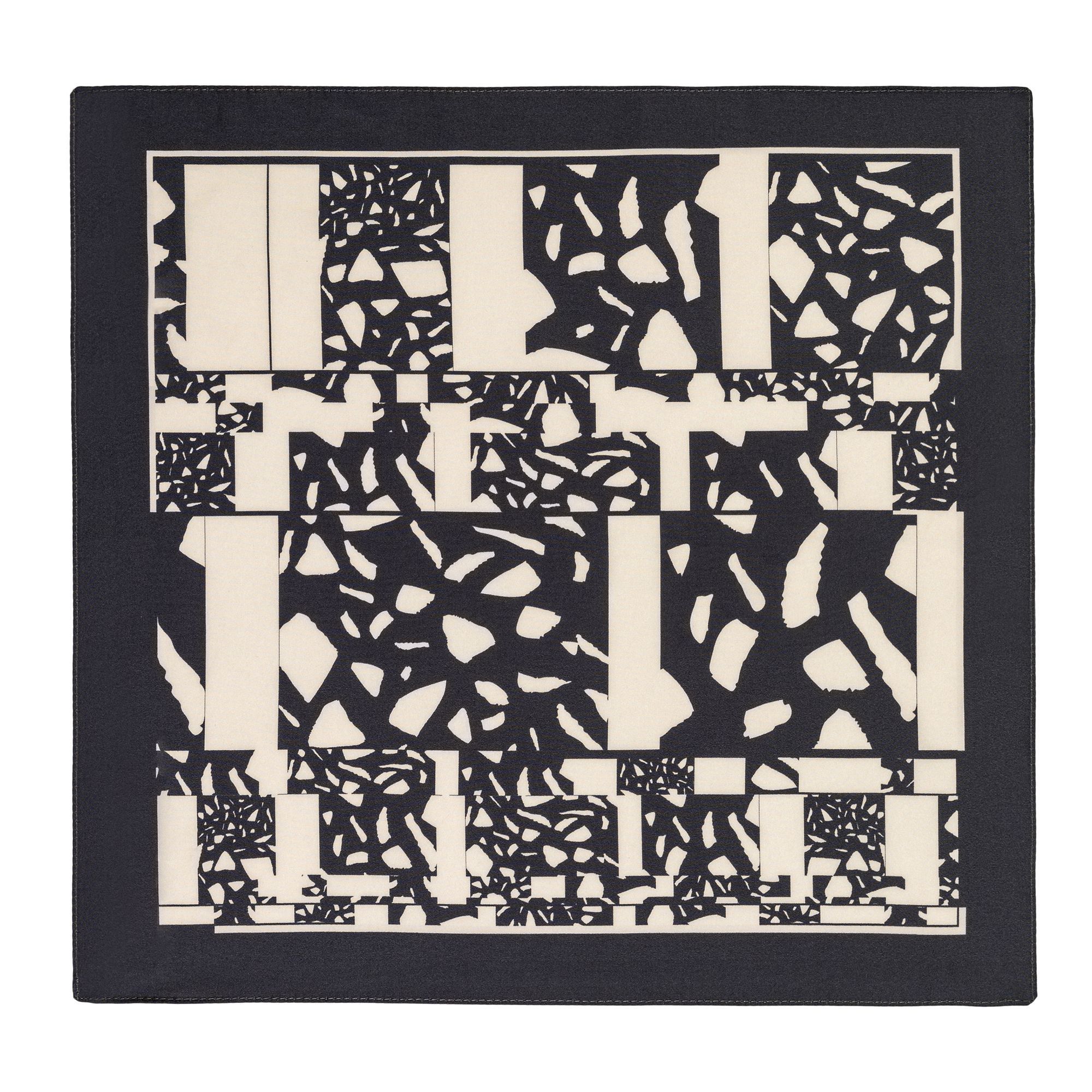 Elio Evan black & white geometric pocket square, 100% Tencel