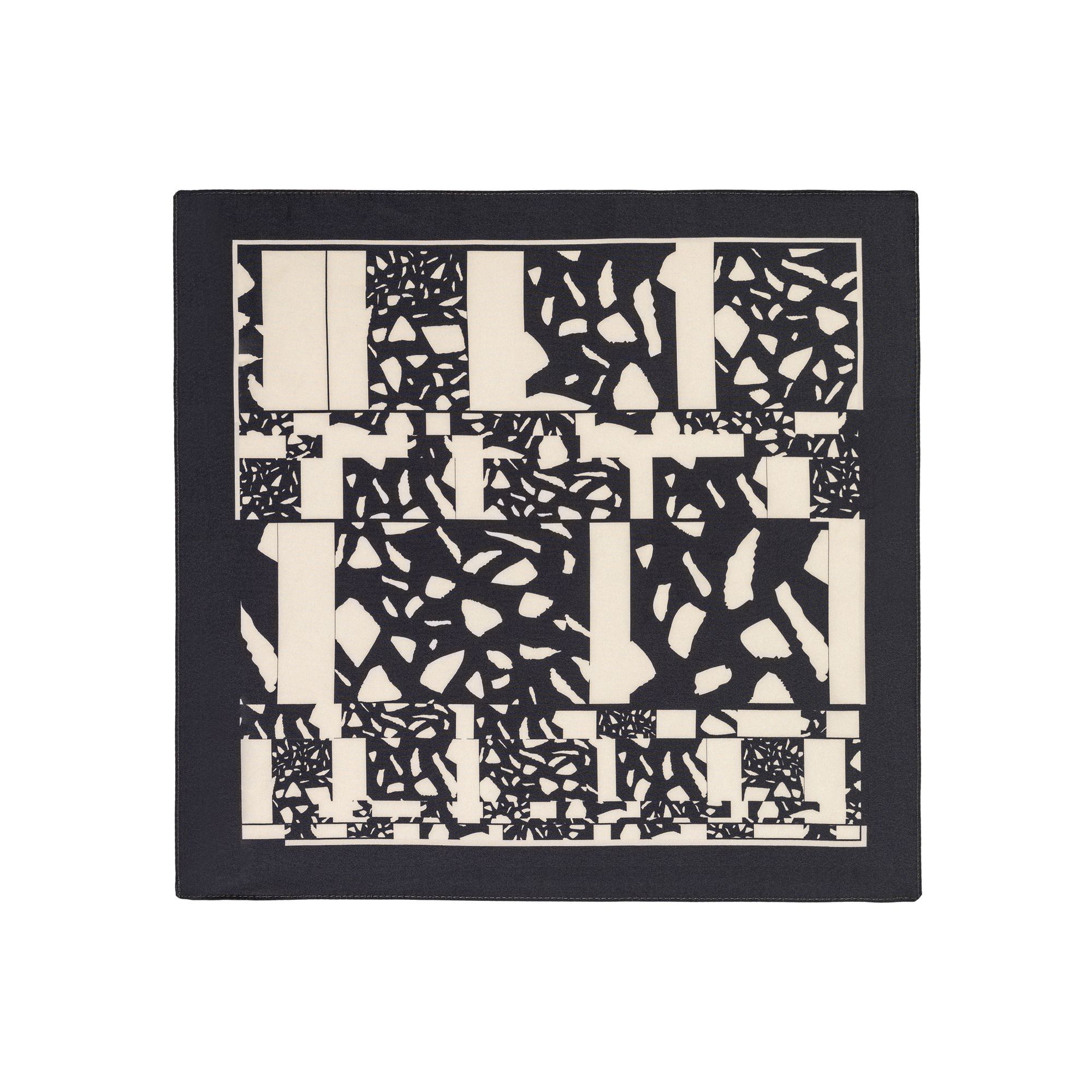 Elio Evan black & white geometric pocket square, 100% Tencel