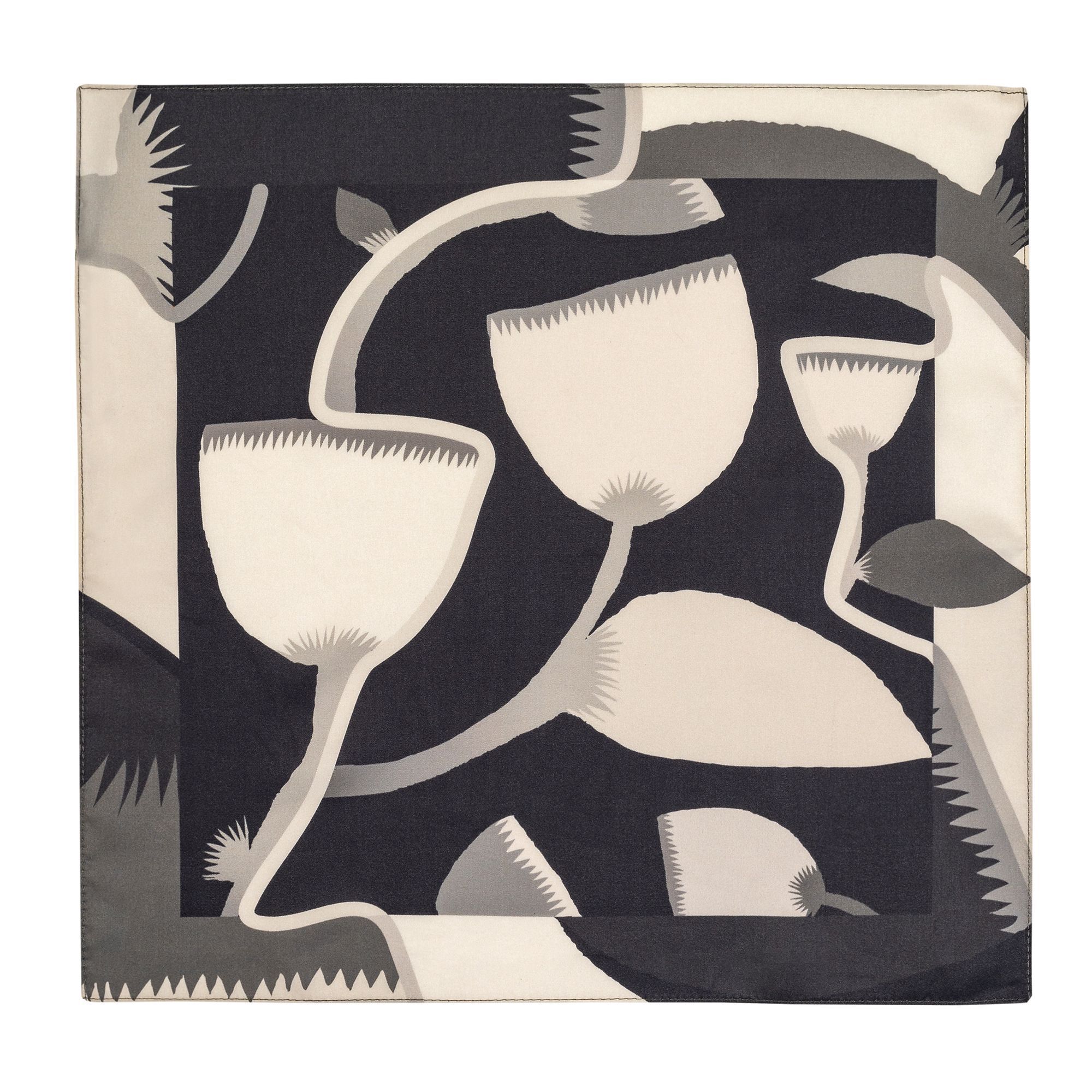 A  floral pocket square by Elio Evan, crafted from 100% Tencel with a stamped design