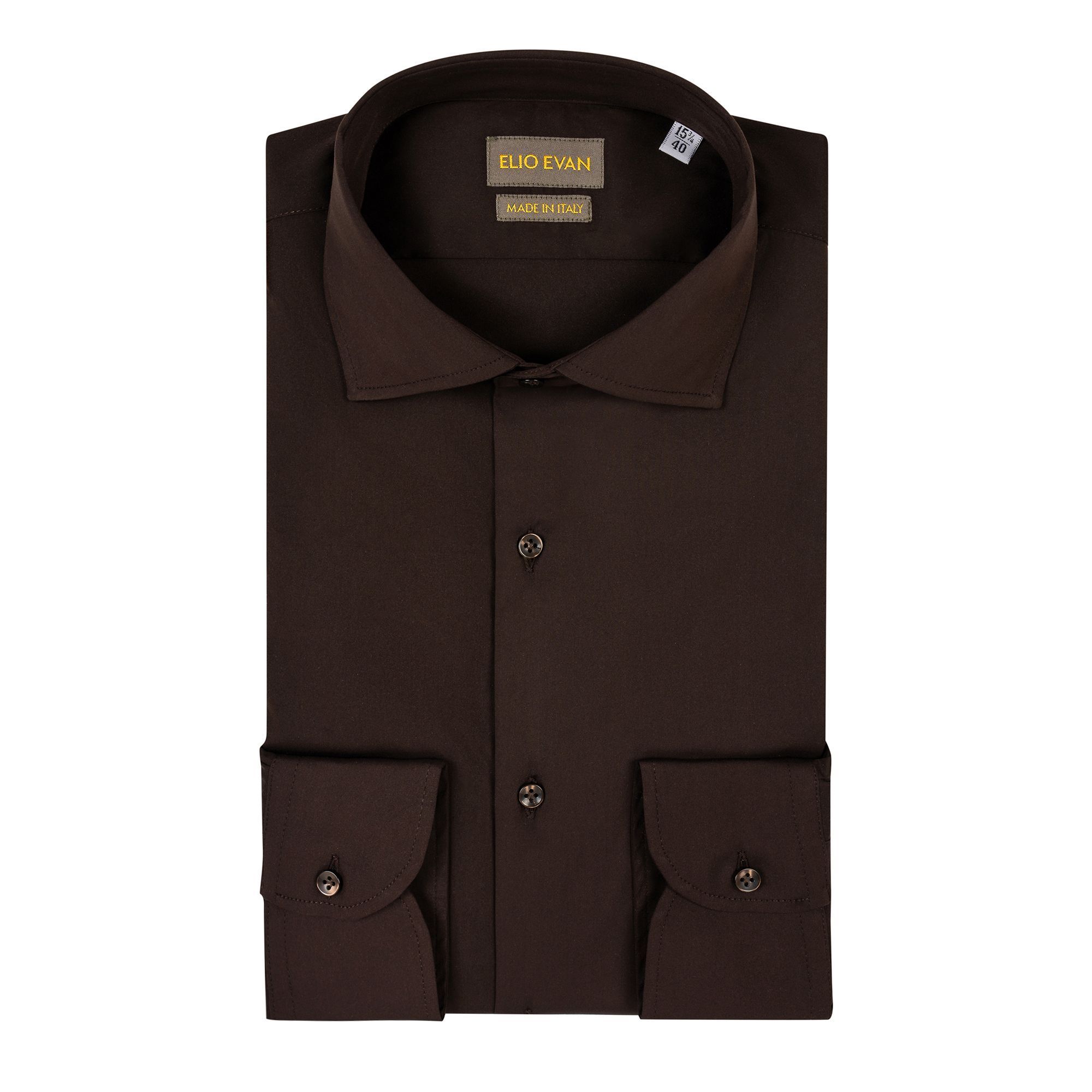 Brown Stretch Shirt In Cotton