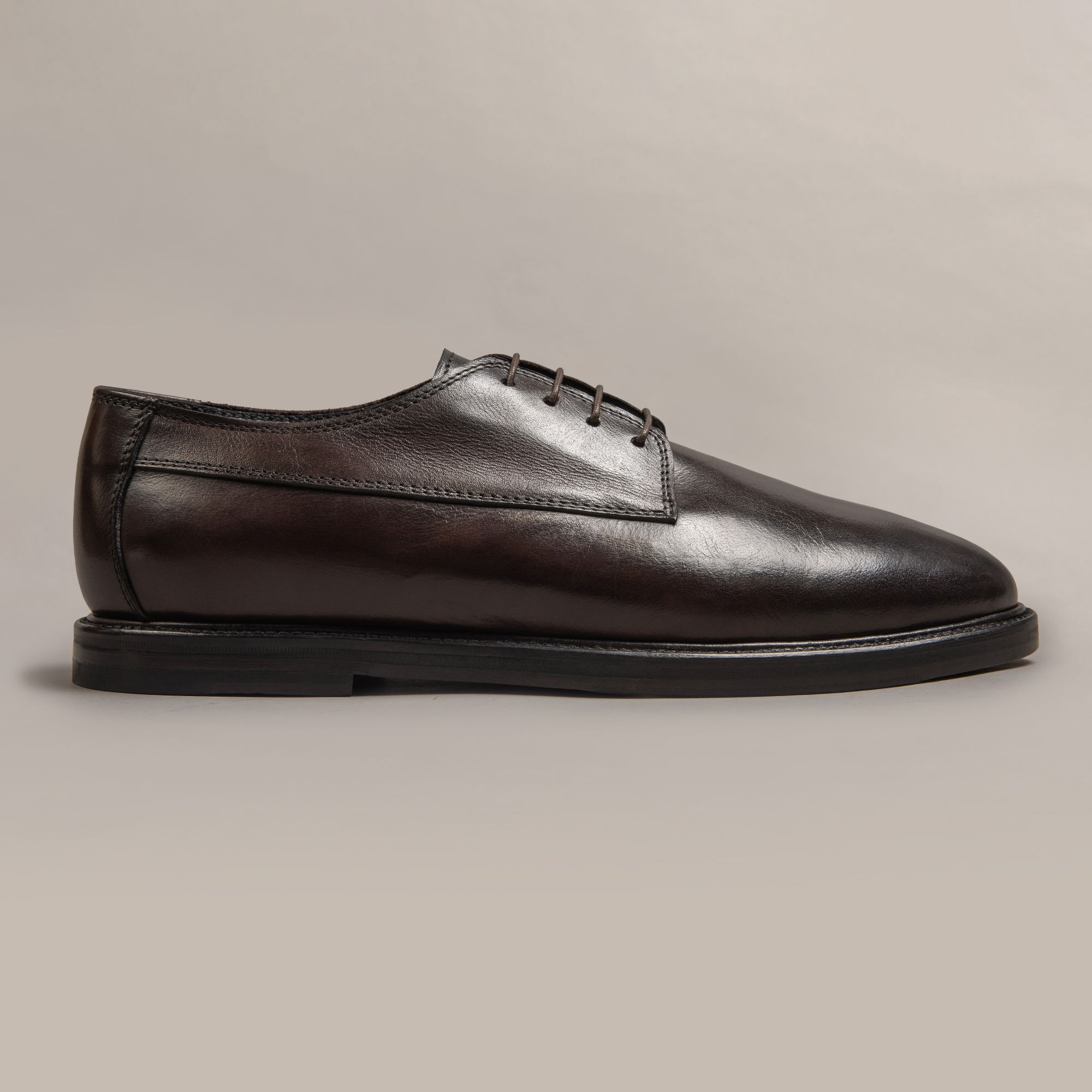 Brown genuine leather Derby shoes by Elio Evan