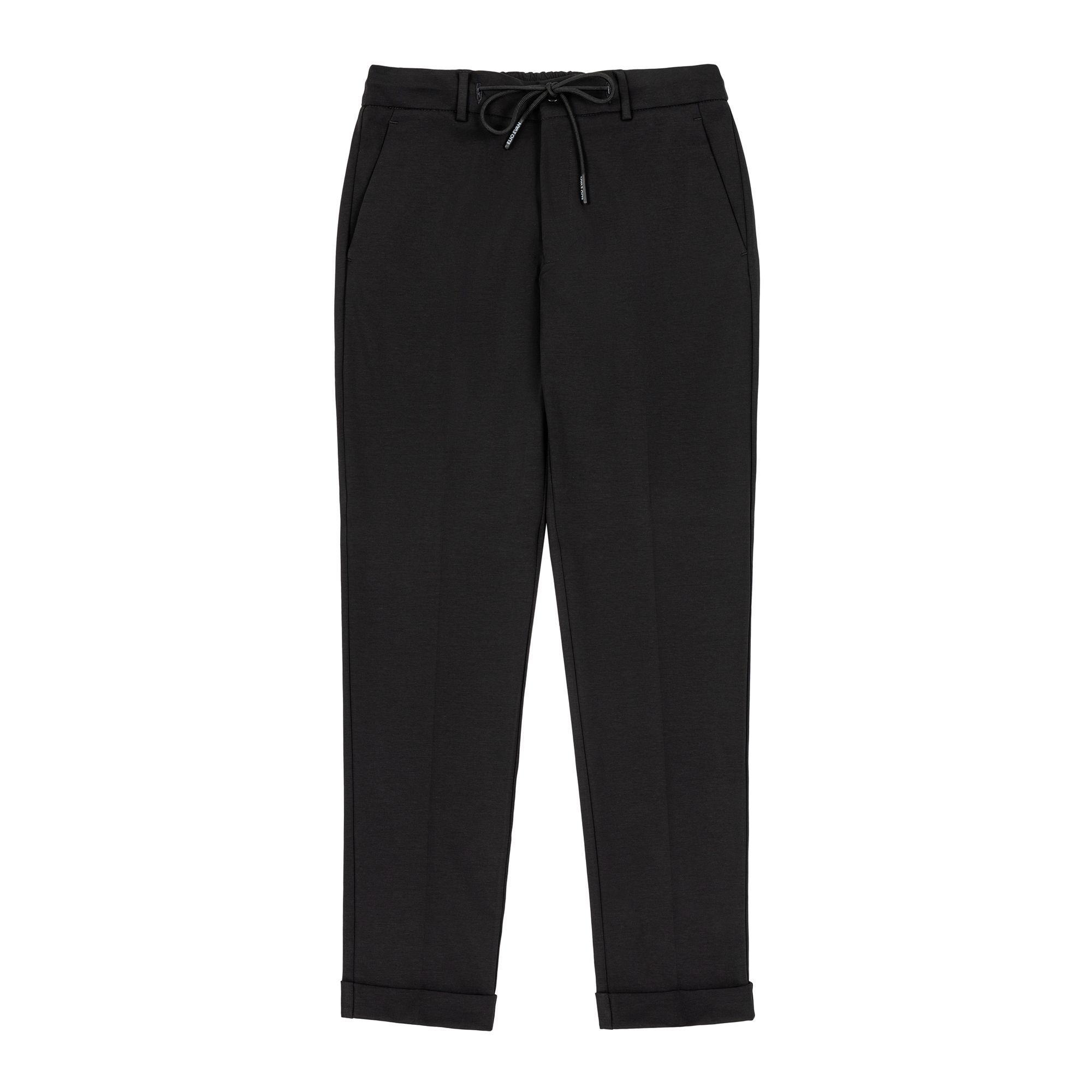 Elio Evan black jogger pants for men with drawstring waist and turn-ups