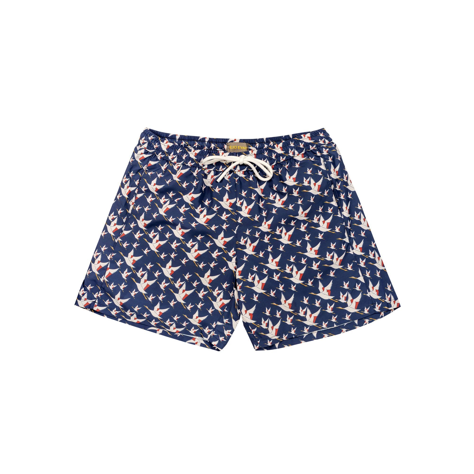 Men’s Navy Swim Boxer Birds Print