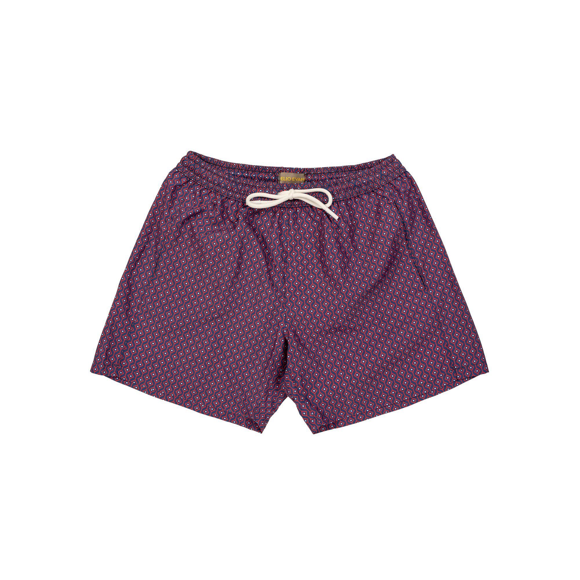 Men’s Swim Boxer – Burgundy Geometric Print