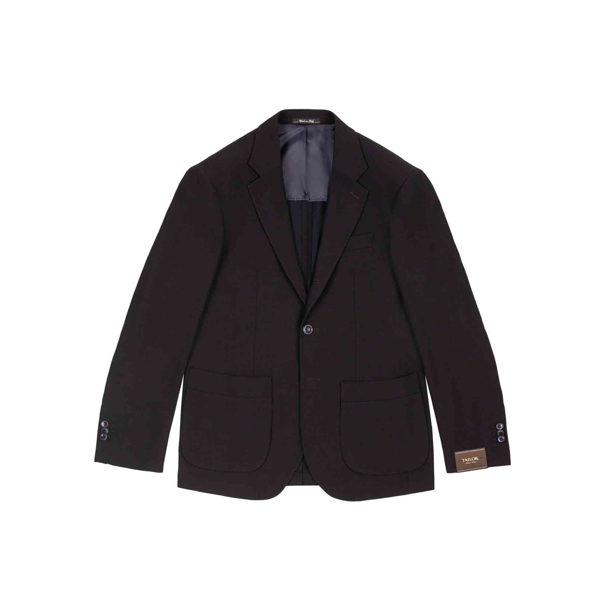 Single Breasted Navy Jacket In Stretch Wool