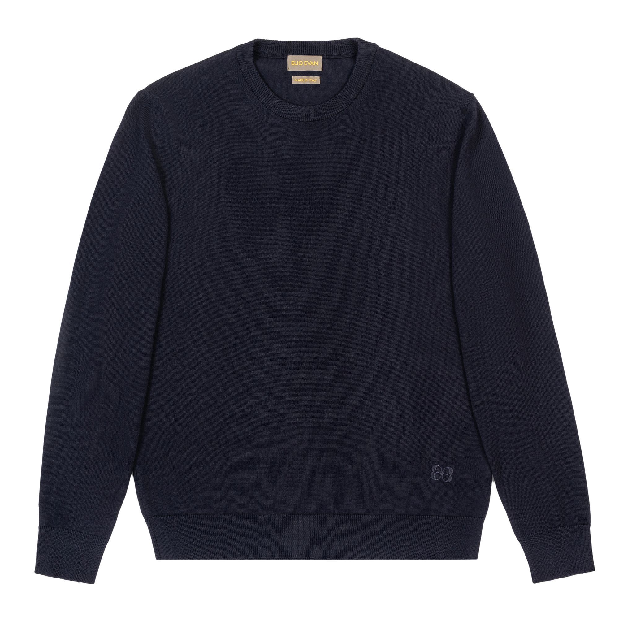 Grey Extrafine Merino Wool Crewneck Sweater - Elio Evan