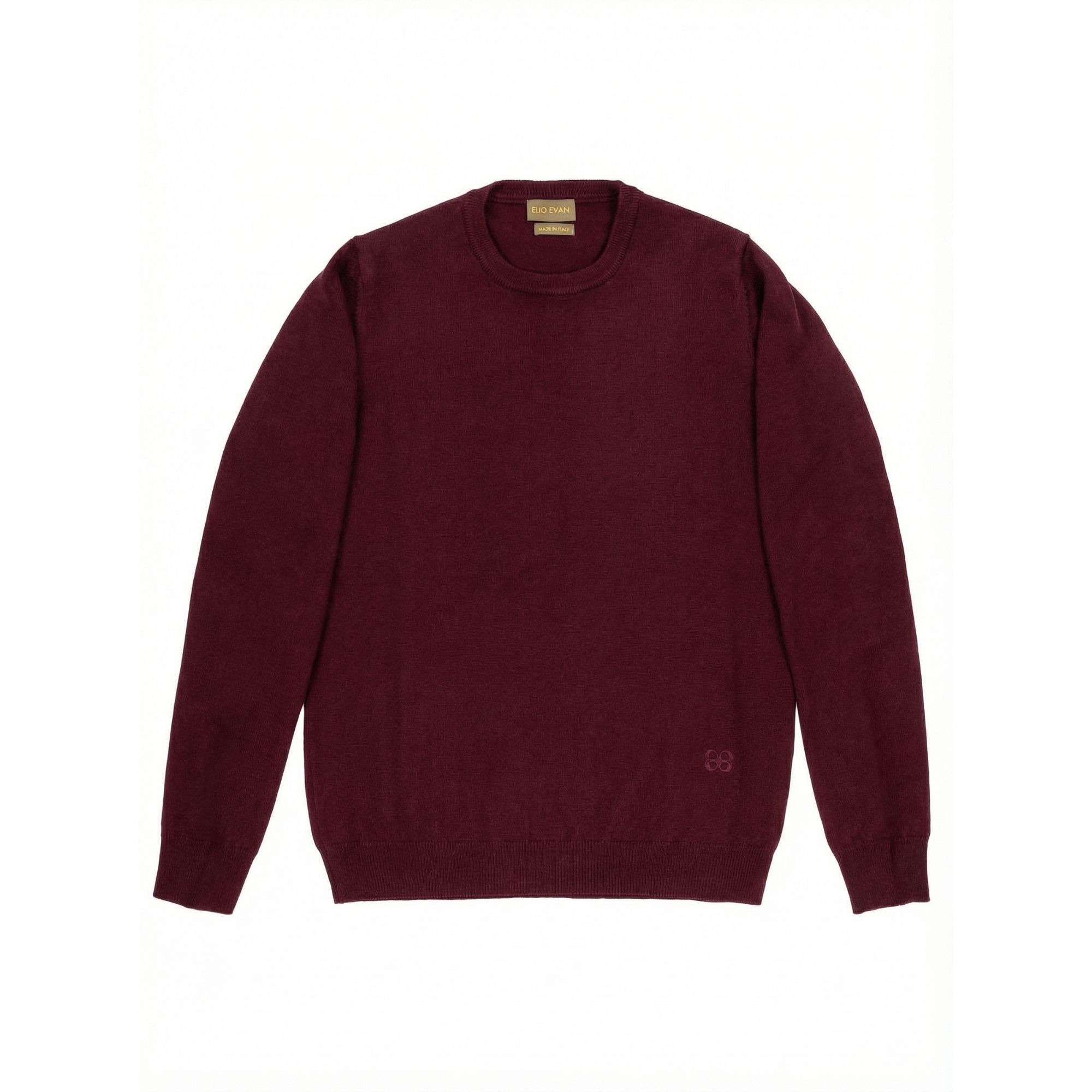 Burgundy Merino Wool Crewneck Sweater