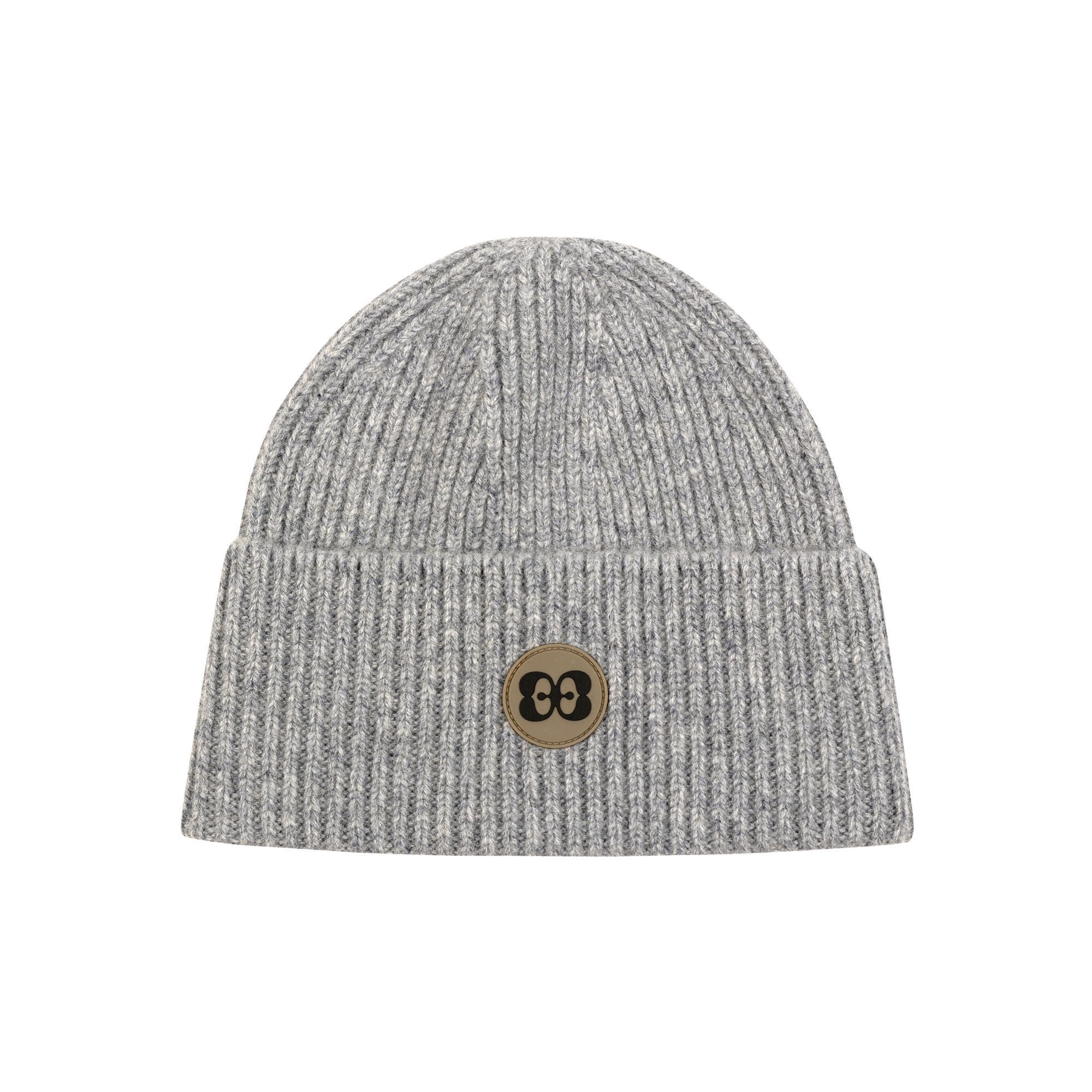 Elio Evan beanie in 100% virgin wool, designed in ribbed knit with the signature Elio Evan 2E emblem