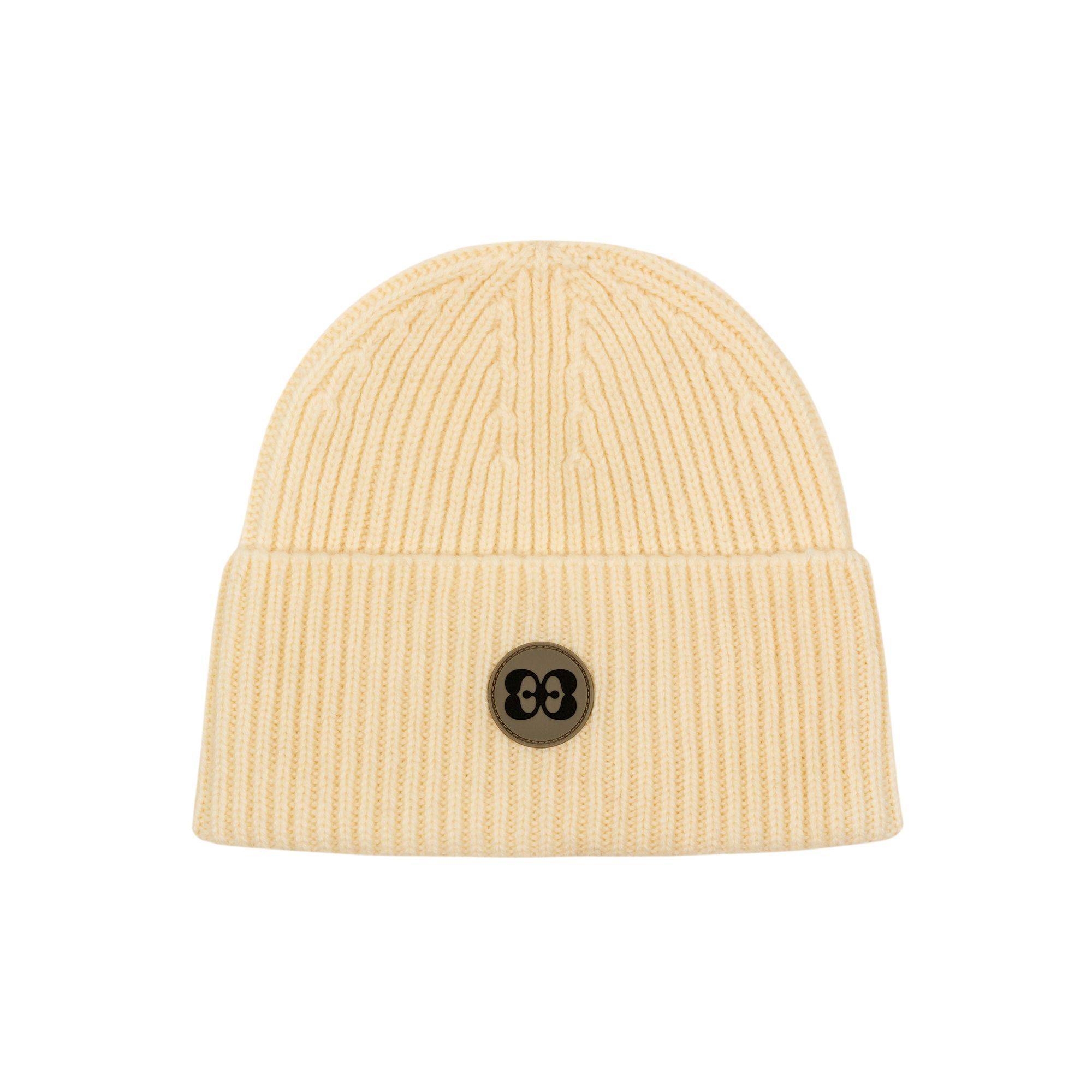 Elio Evan off white beanie in 100% virgin wool with logo