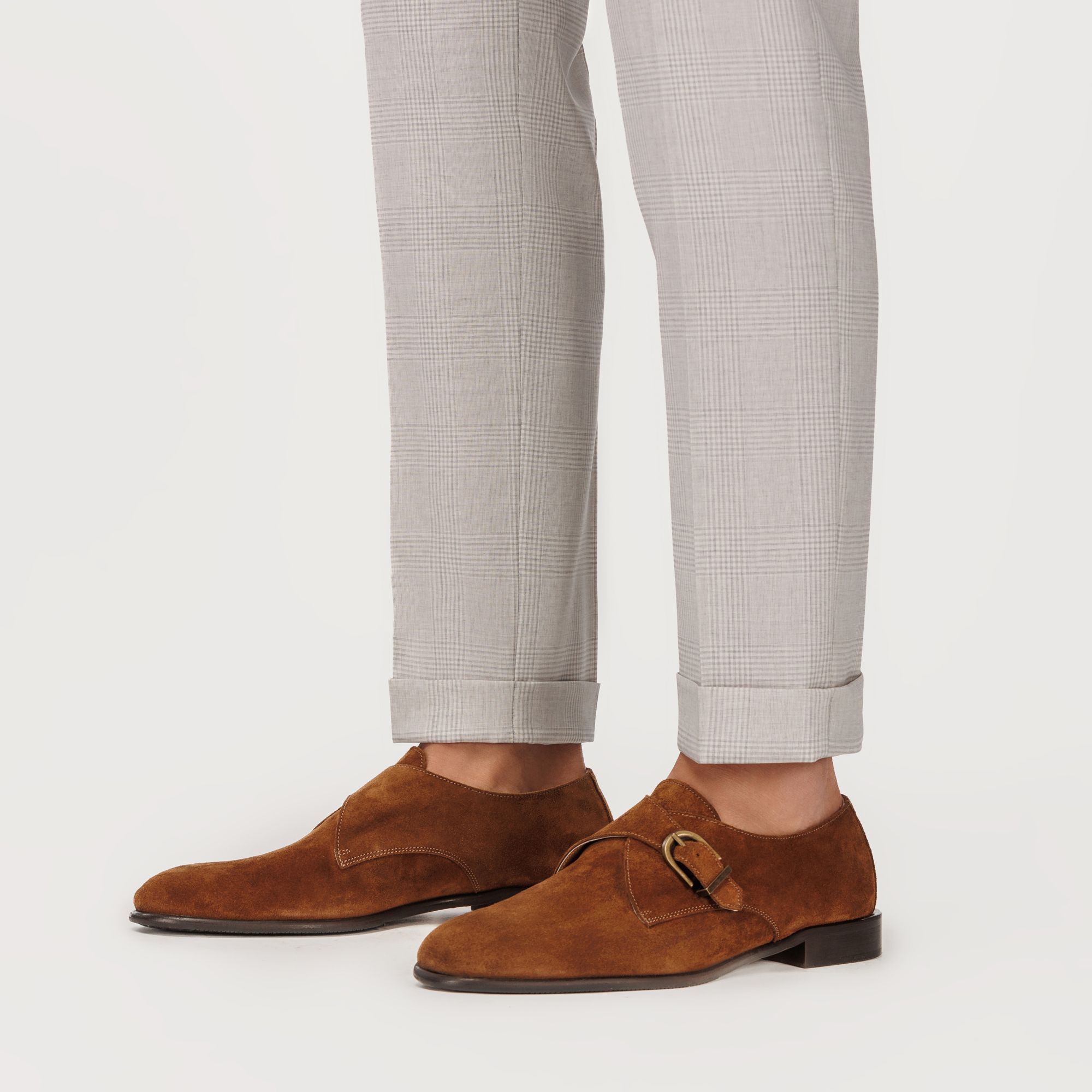 Suede Brown Shoes Monk Strap
