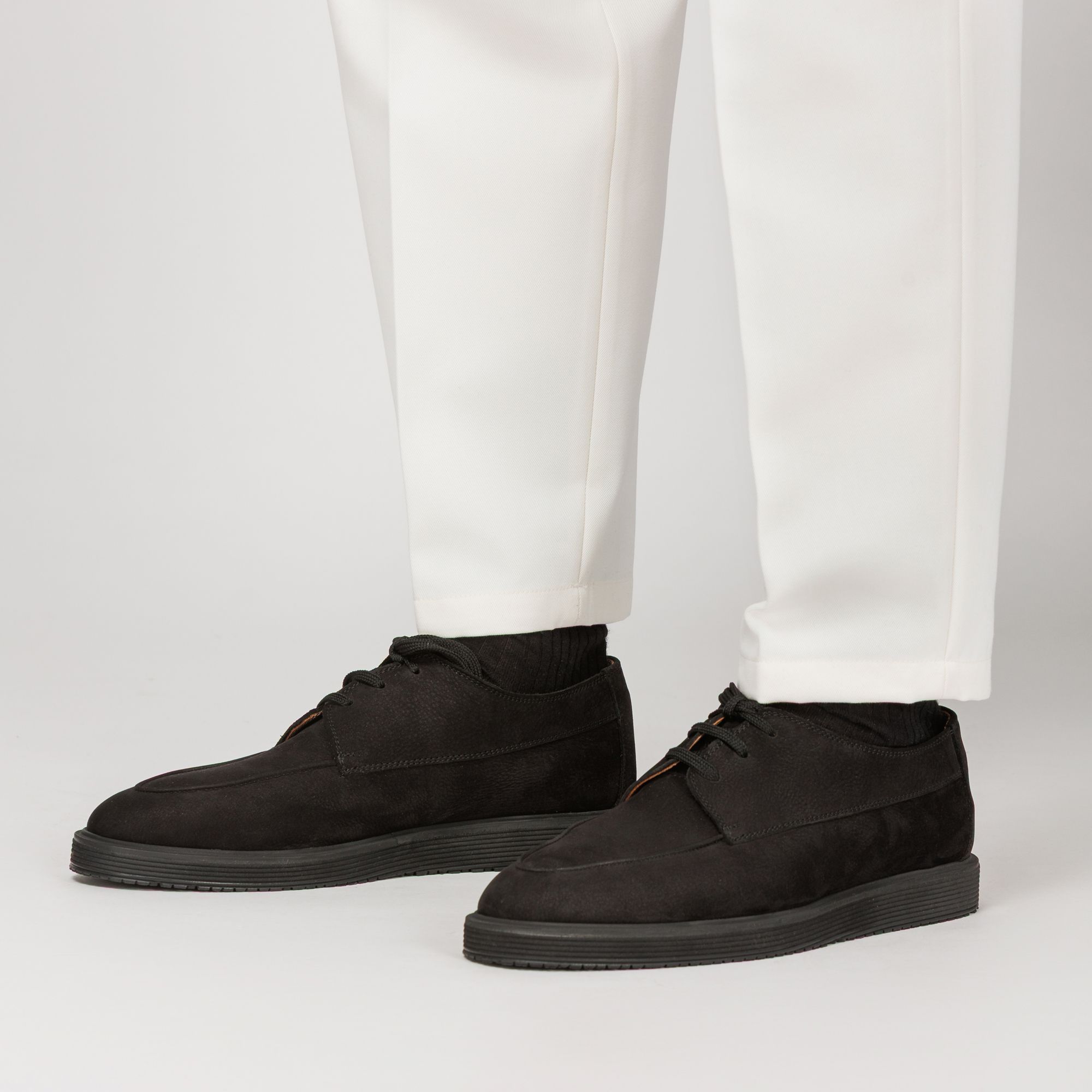 Men’s black nubuck Derby with Vibram outsole and leather lining – Elio Evan Terragio