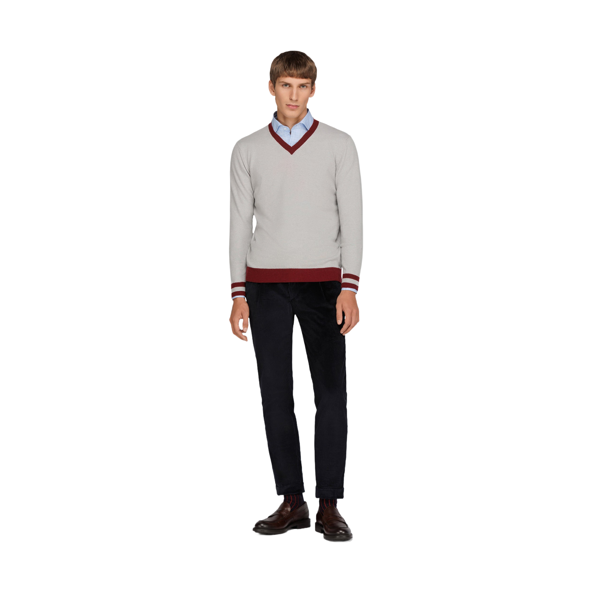 V-Neck Grey Knit Colvrig.1.Gri