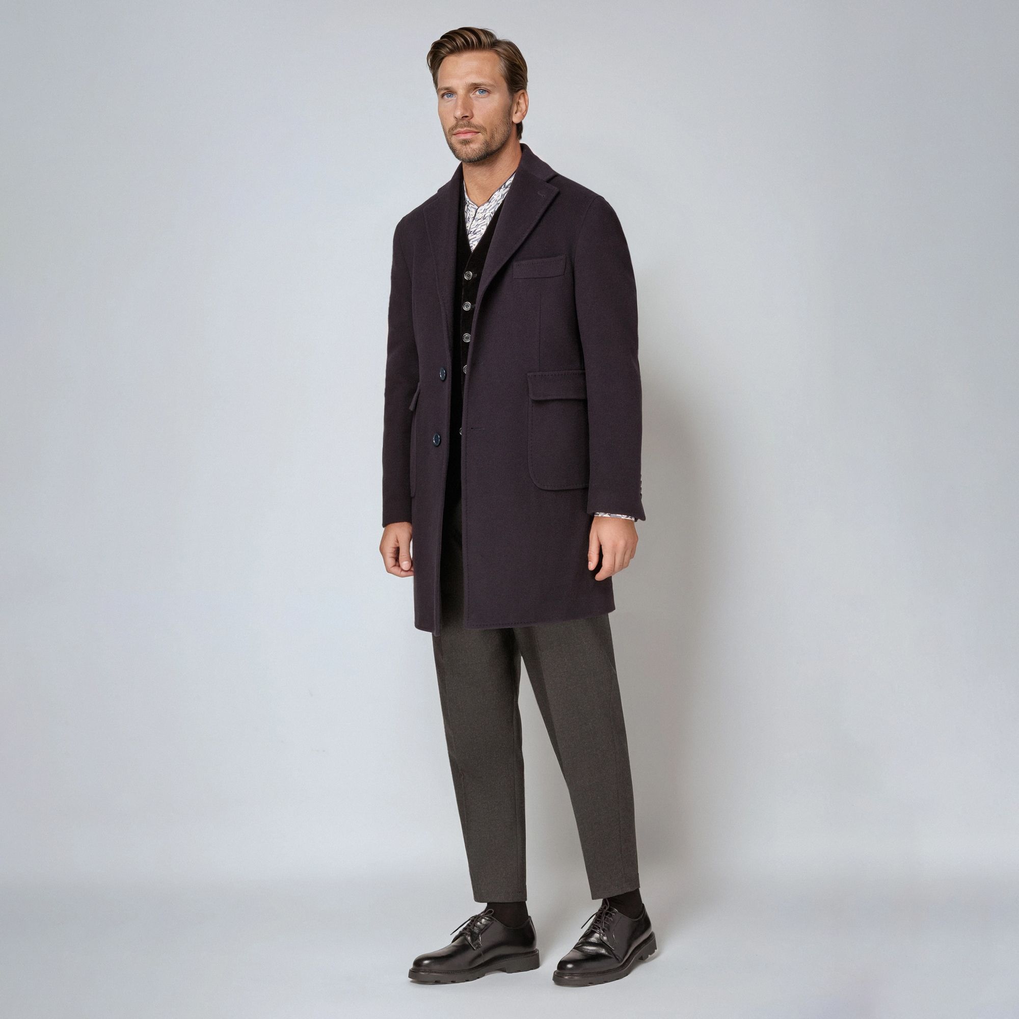 Men’s Navy Wool-Cashmere Coat