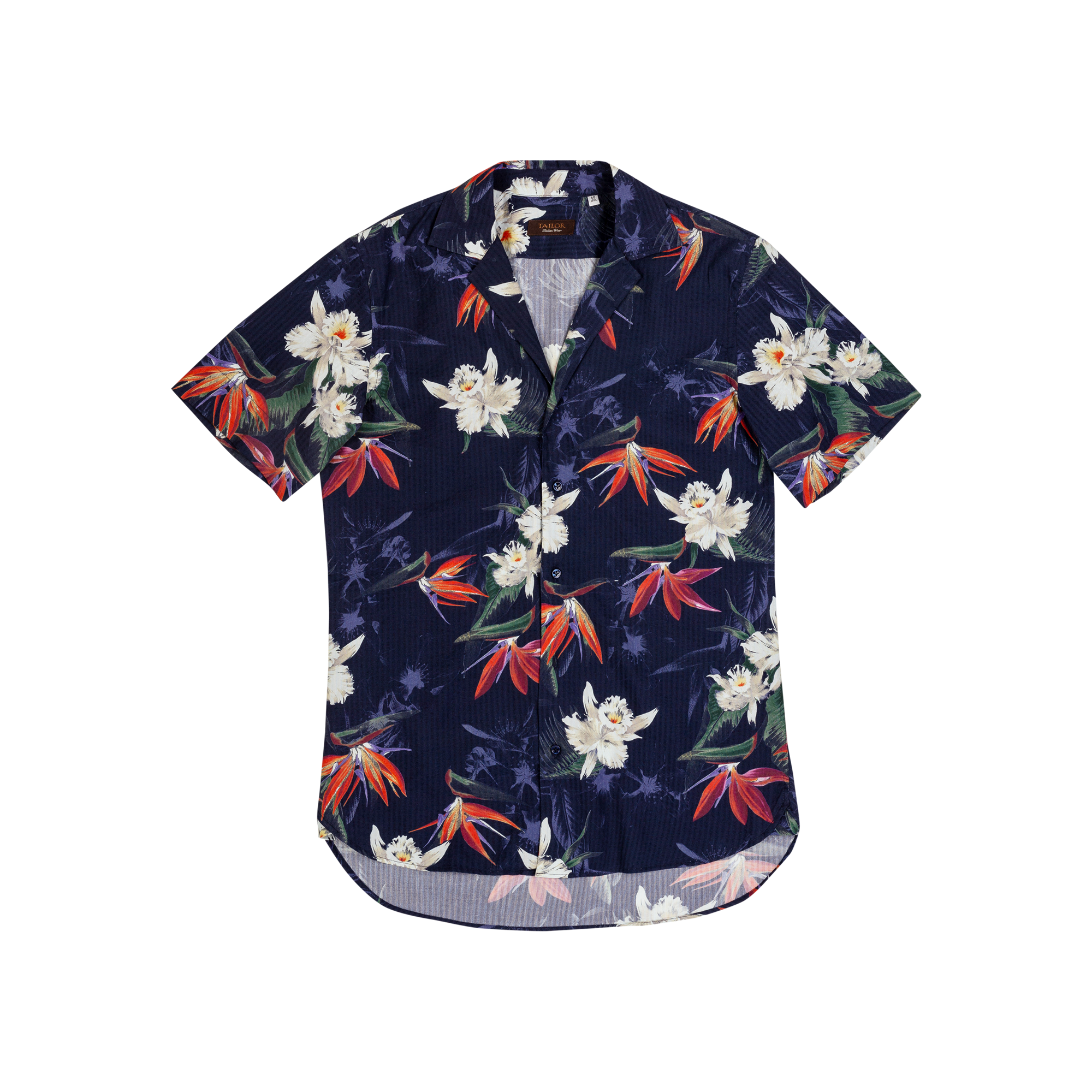 Men's cuban collar shirt floral printed blue