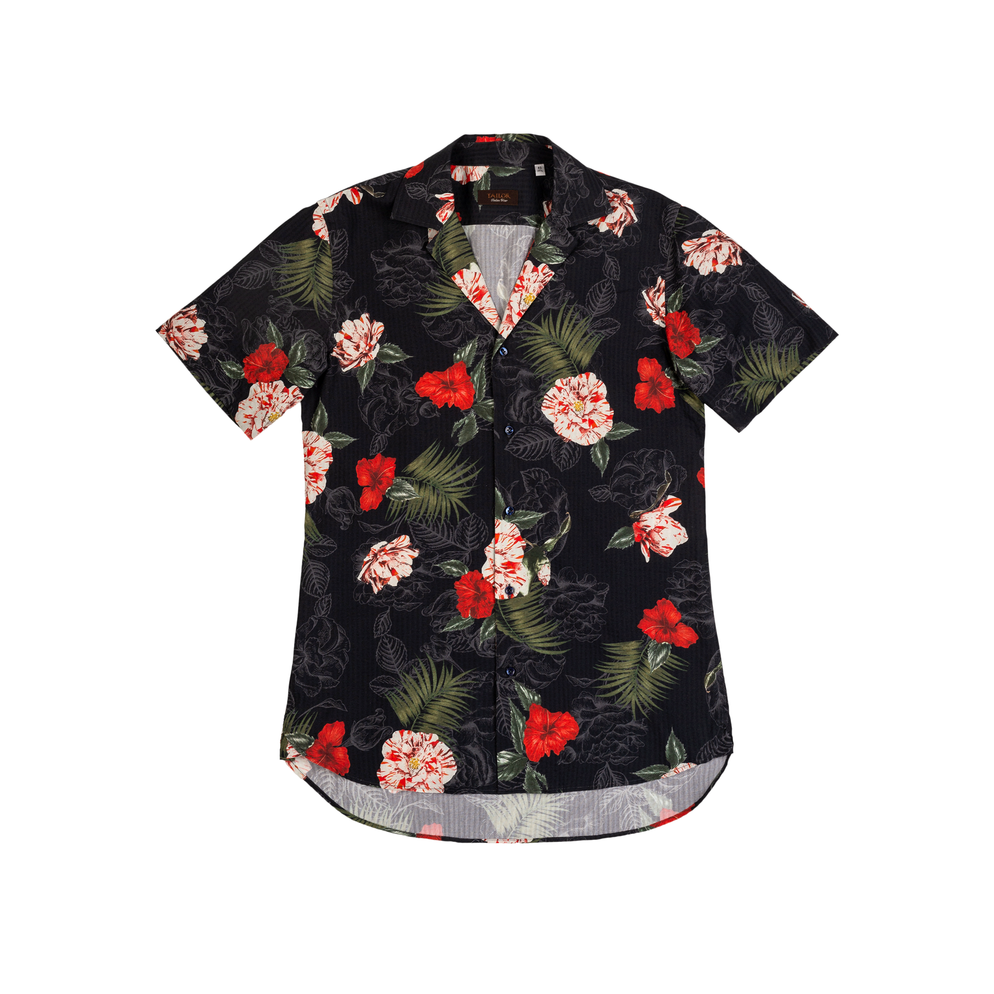 Men's cuban collar shirt floral black
