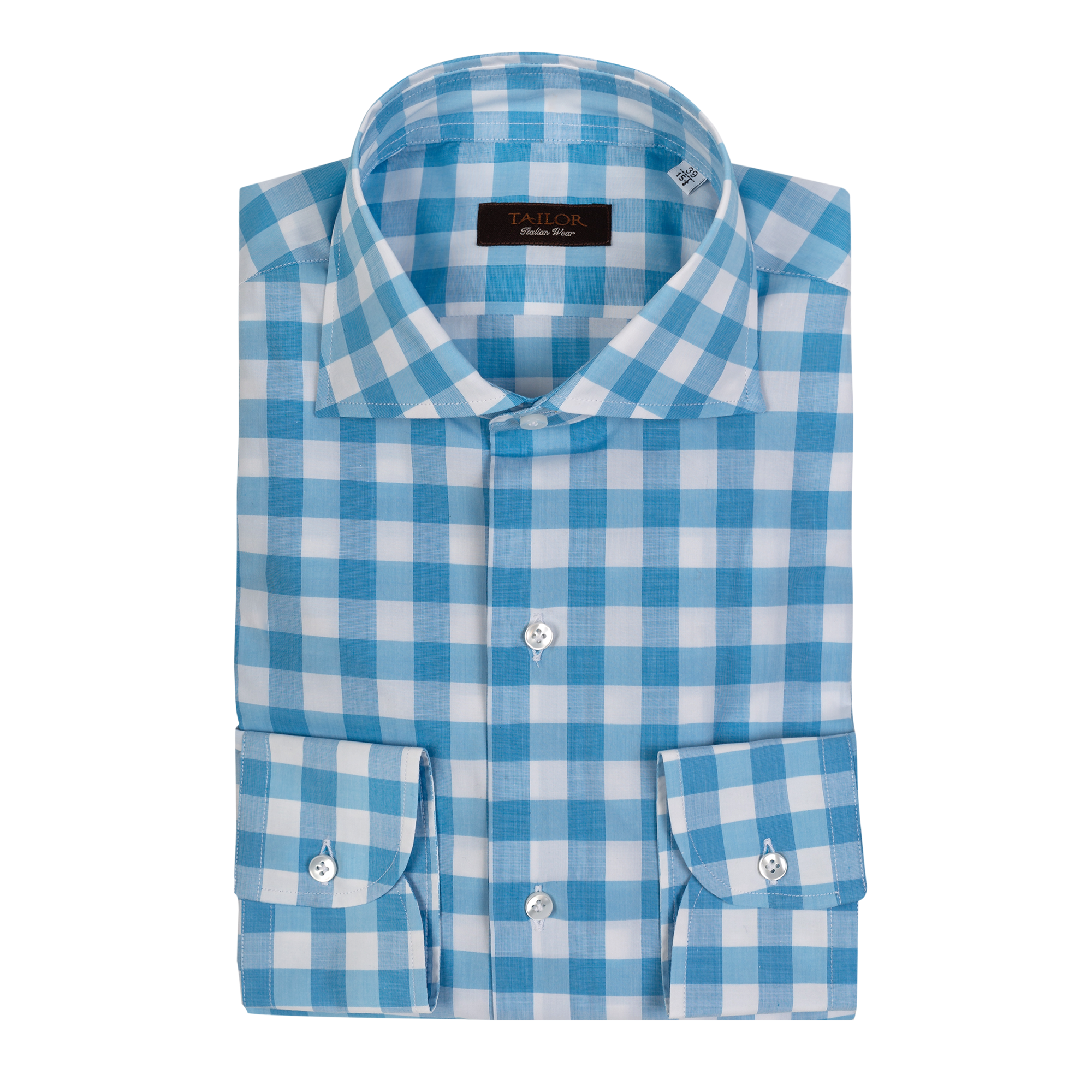 Men's light blue gingham check shirt slim