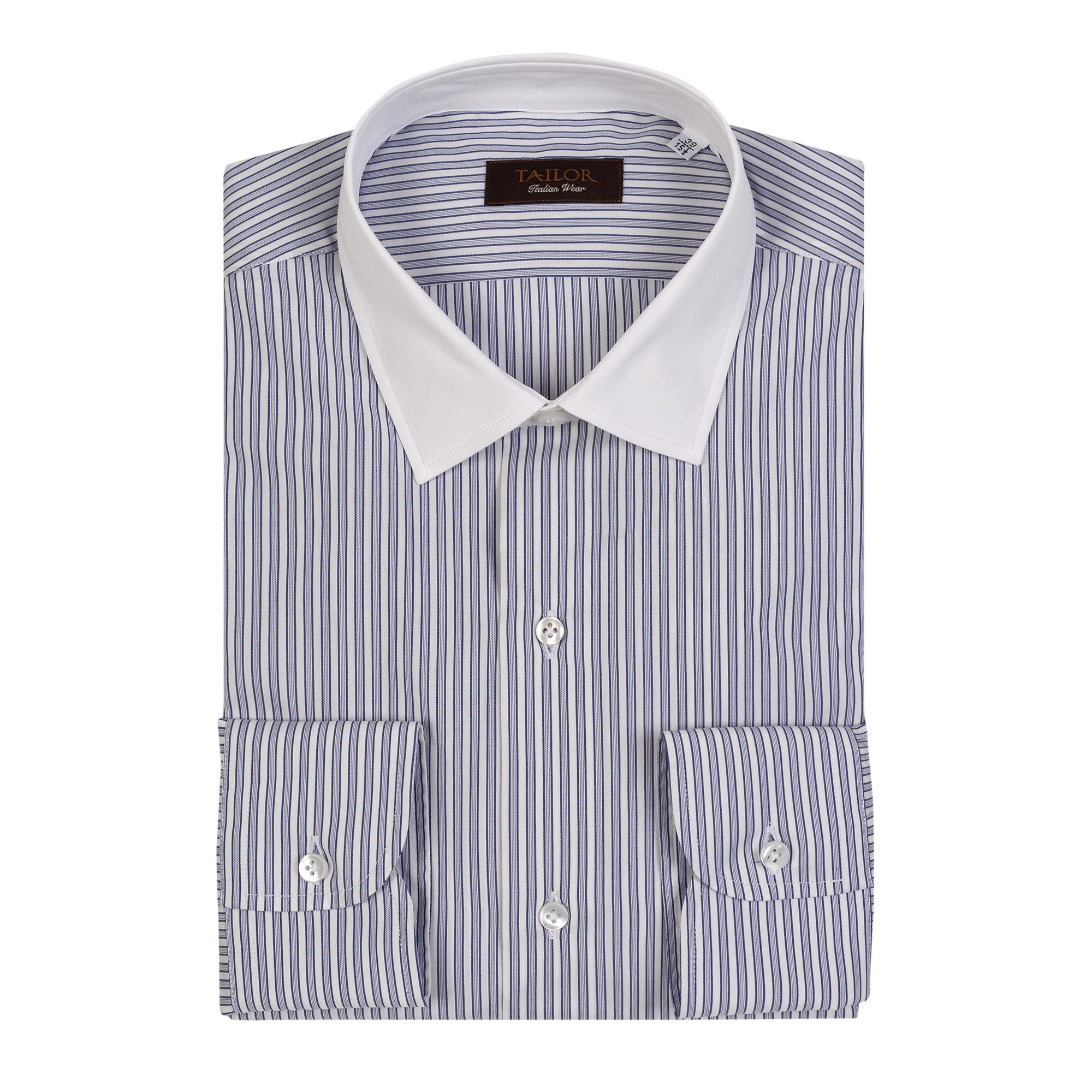 Blue striped white collar shirt