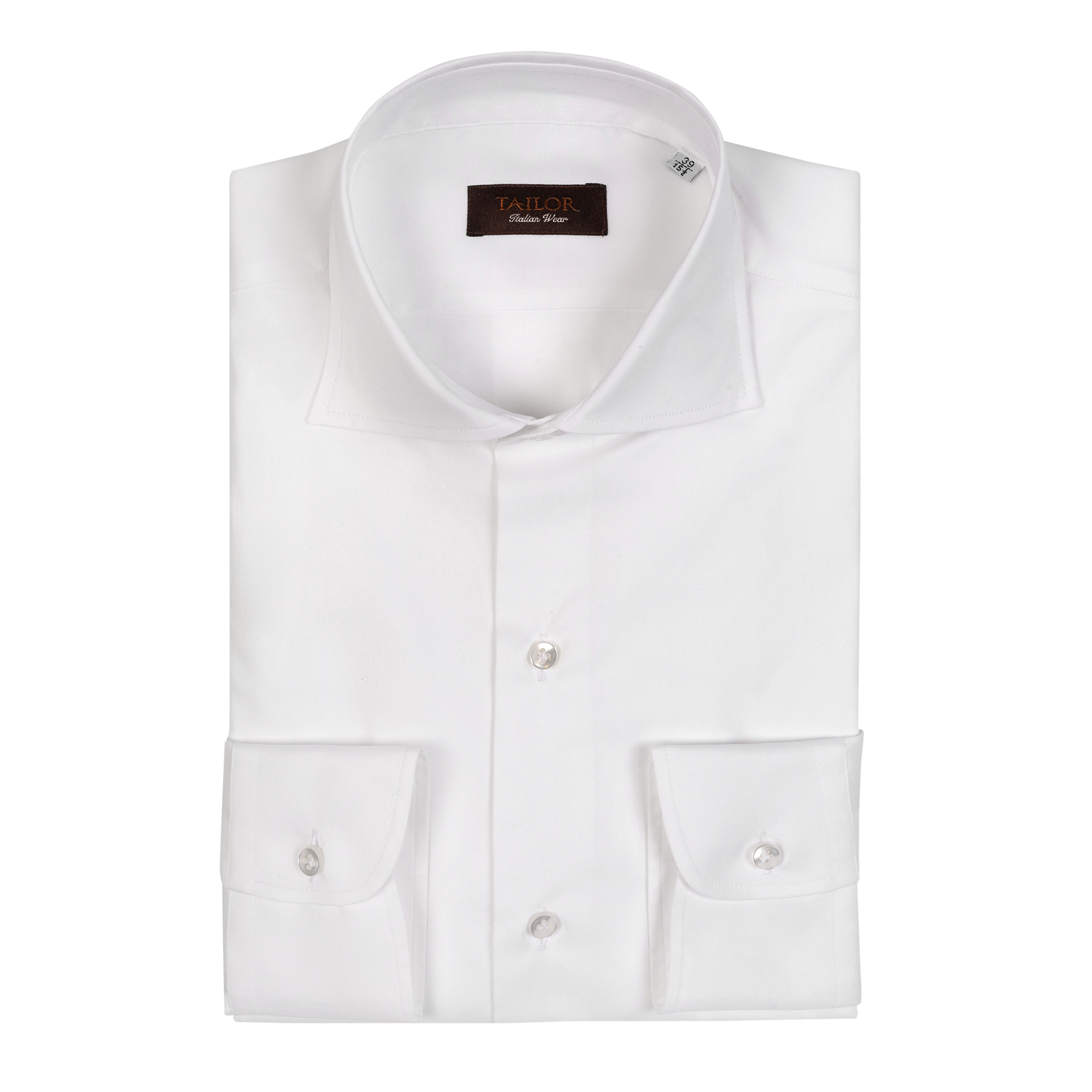 Natural stretch white shirt with semi spread collar