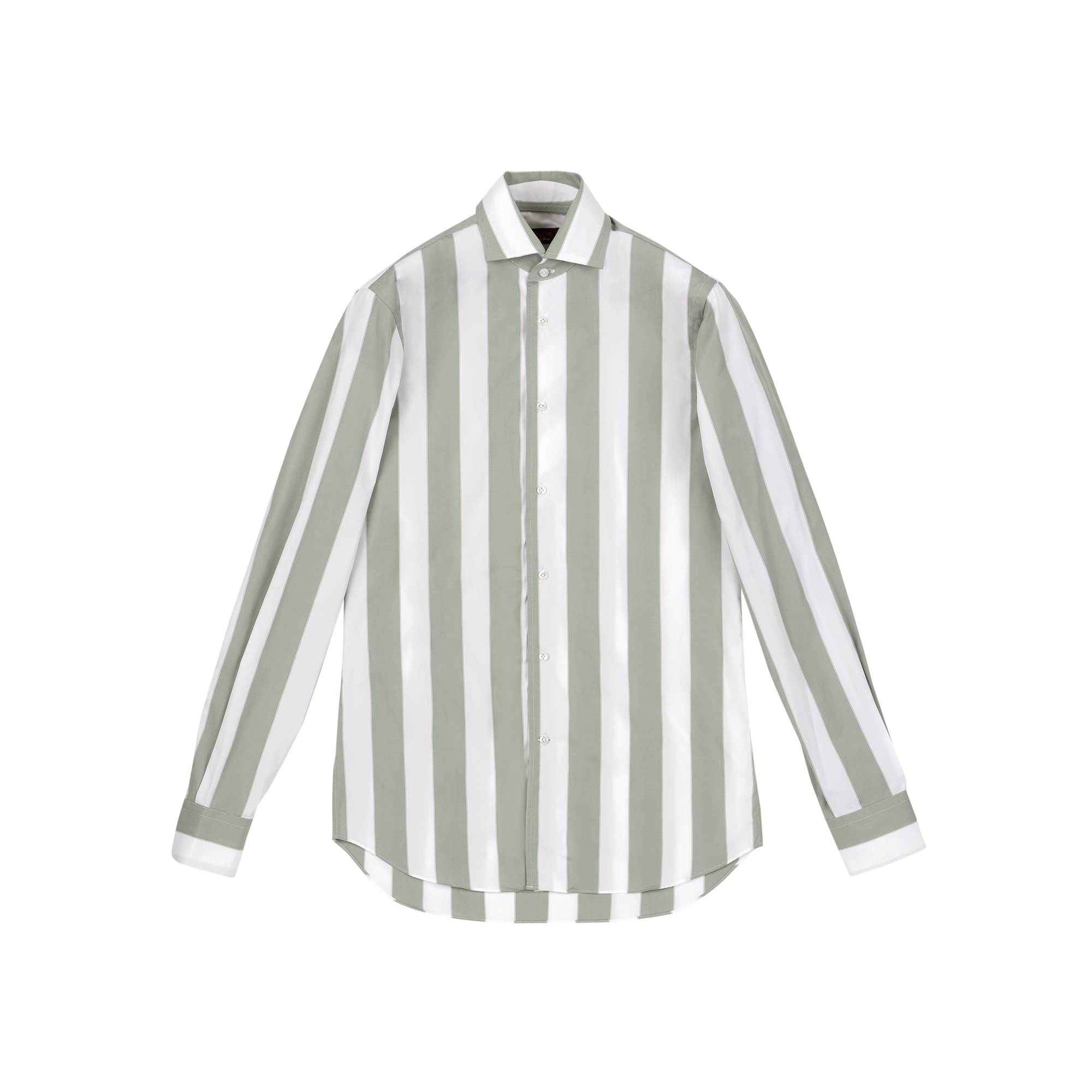 Mineral green bold striped shirt with paramontura
