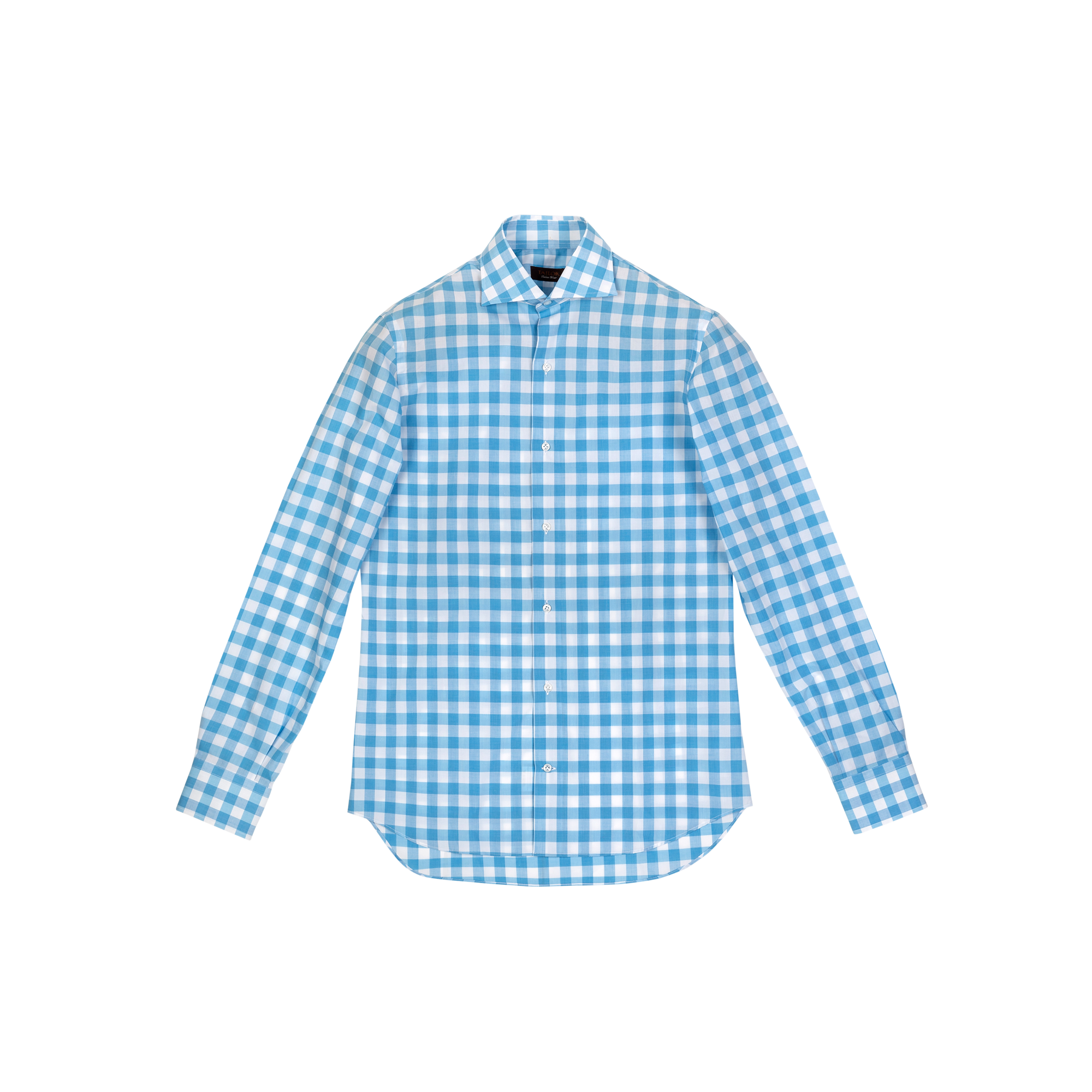 Men's light blue gingham check shirt slim