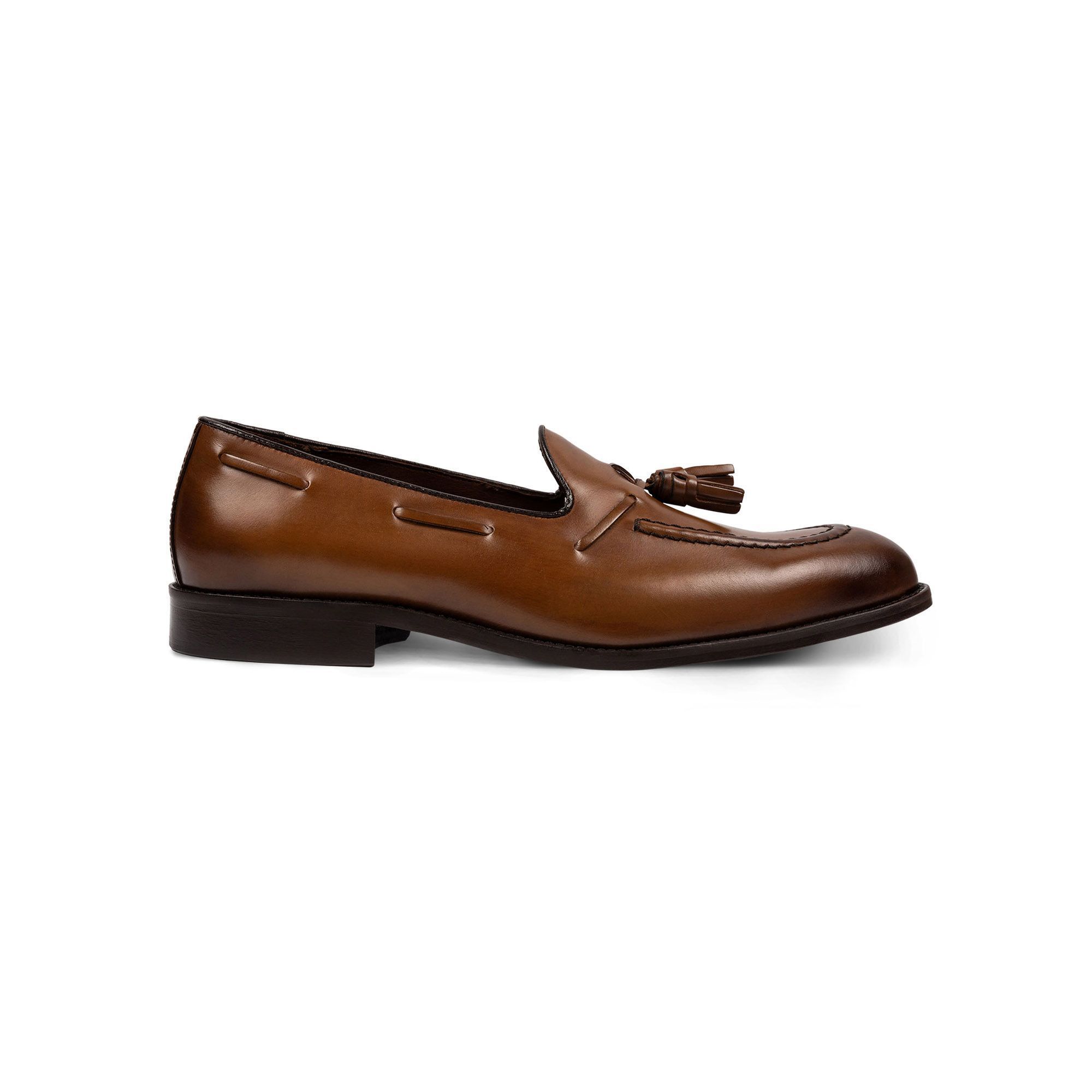 Men's chestnut brown tassel loafers